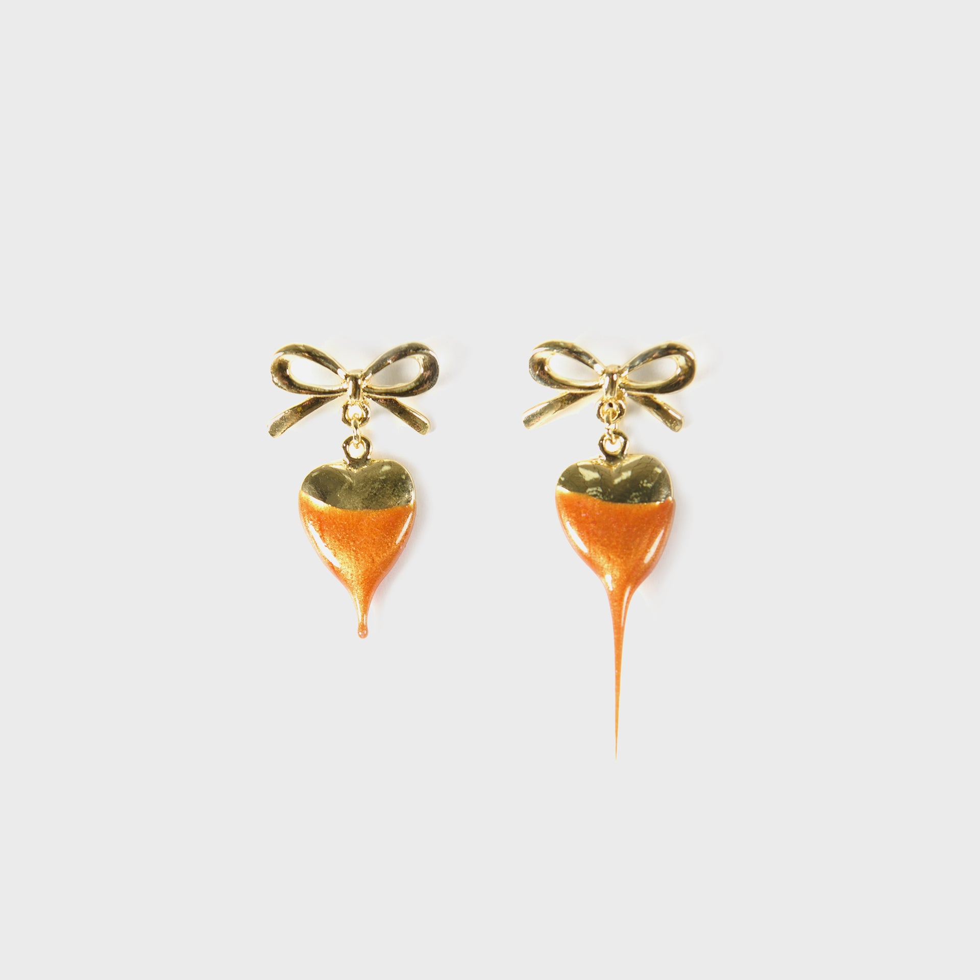 Ottolinger Bow Heart Earring - Gold / Tangerine