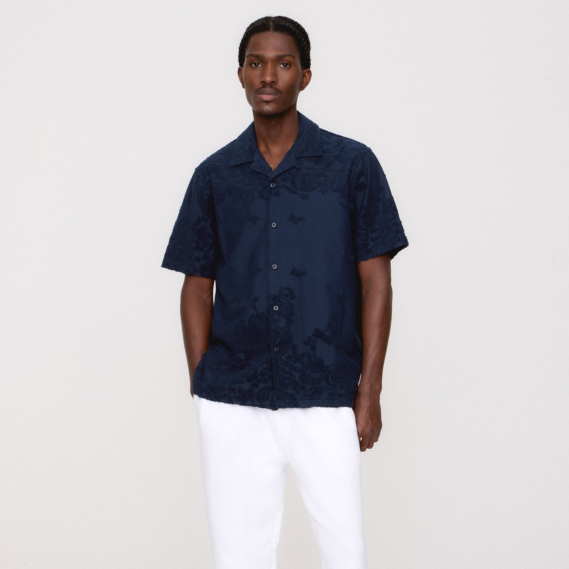 Kith Bandana Micro Terry Thompson Camp Collar Shirt - Nocturnal