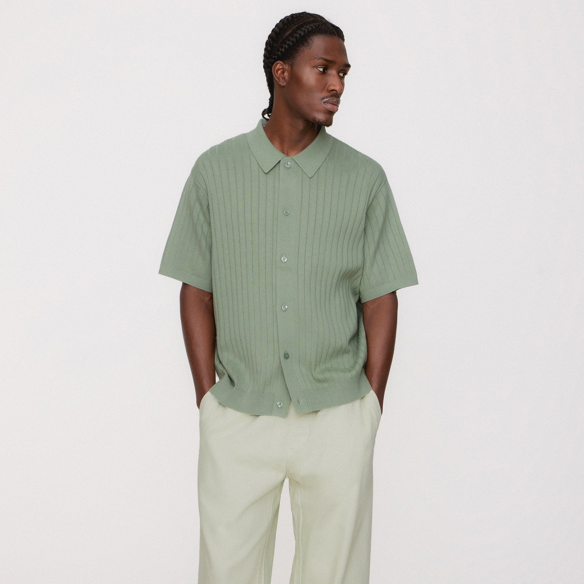 Kith Rhys Knit Stripe Buttondown - Pavilion