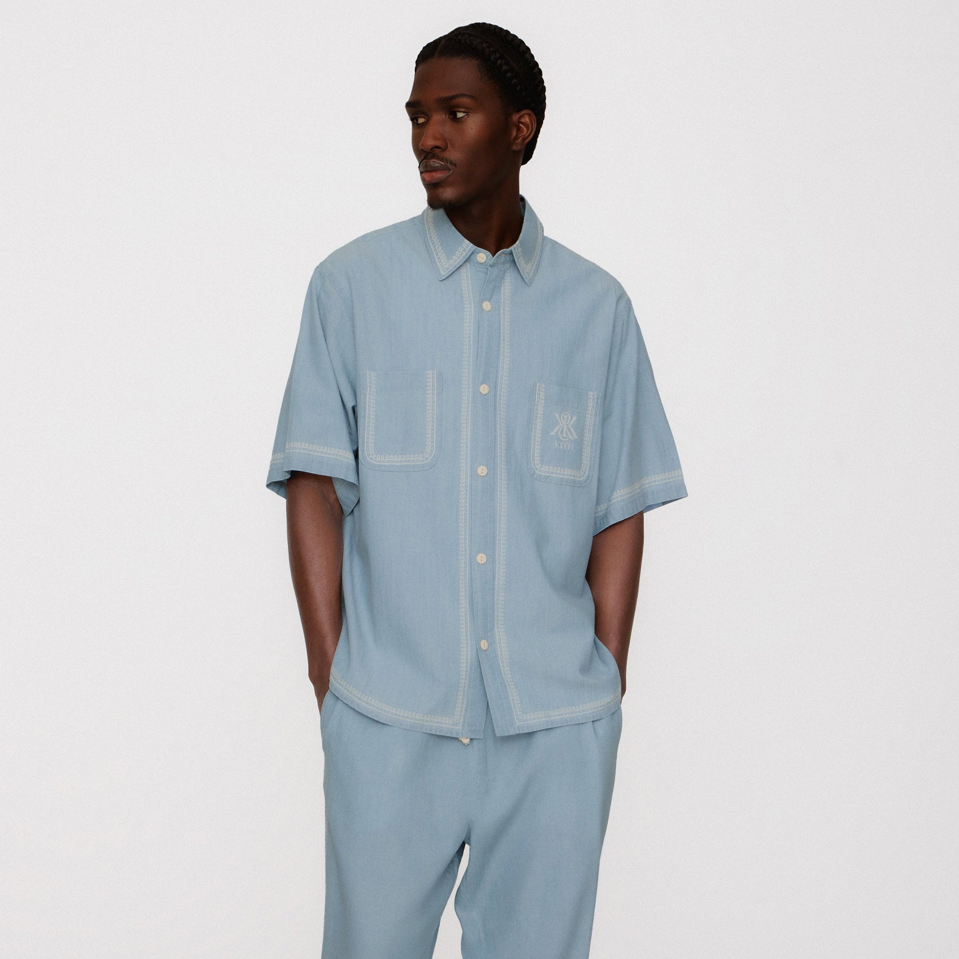 Kith Chambray Paxton Short Sleeve Buttondown -  Light Indigo