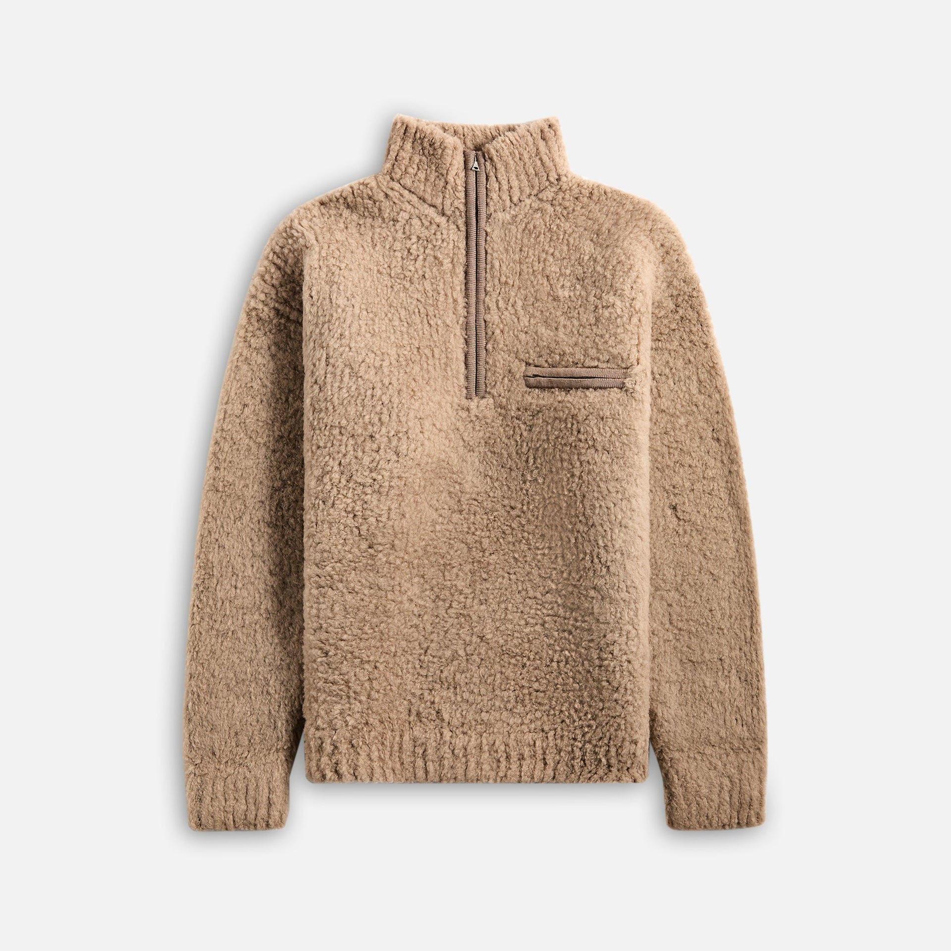 Auralee Merino Wool Boa Knit Half Zip P/O - Beige