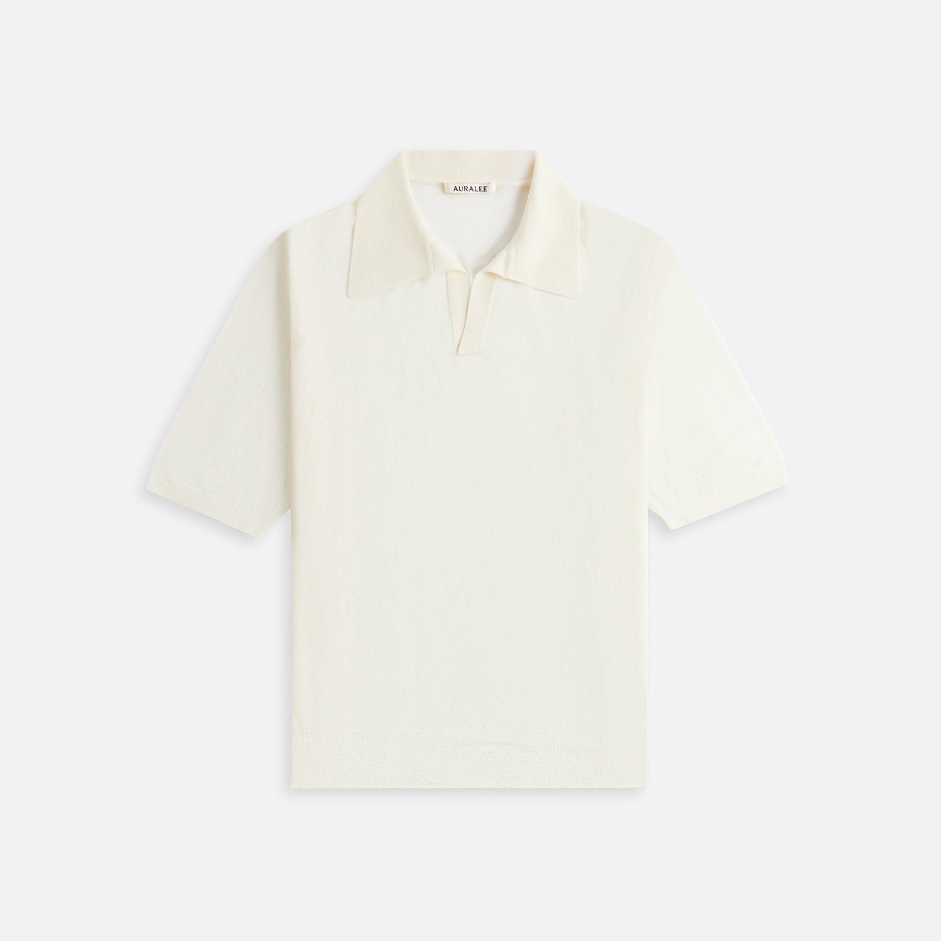 Auralee Hard Twist High Gauge Wool Silk Knit Skipper Polo - Ivory