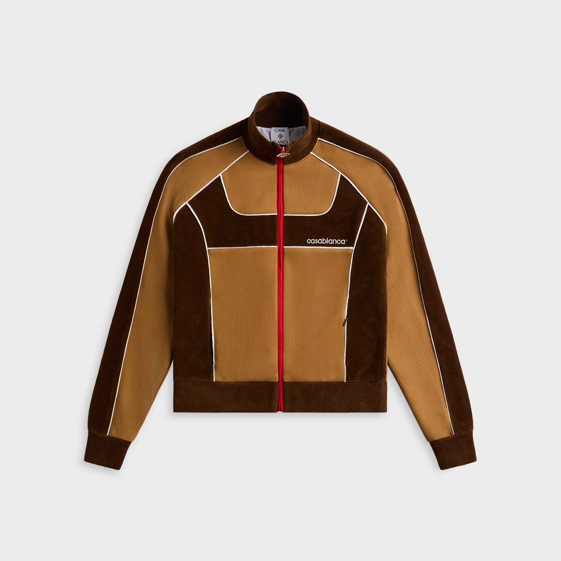Casablanca Chenille Panelled Track Jacket - Beige