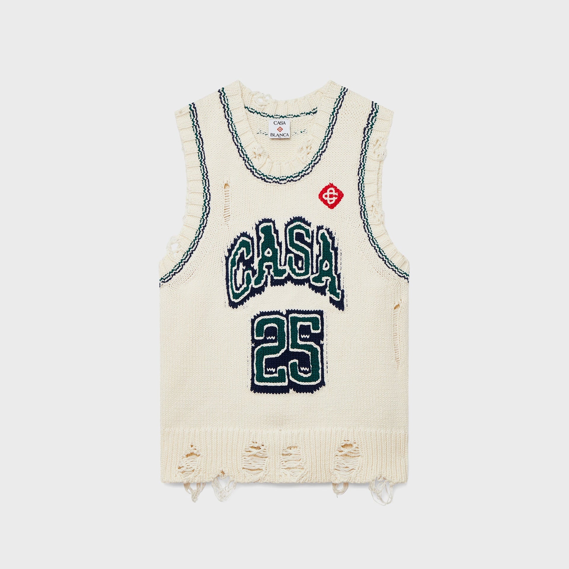Casablanca Intarsia Baseball Top - White