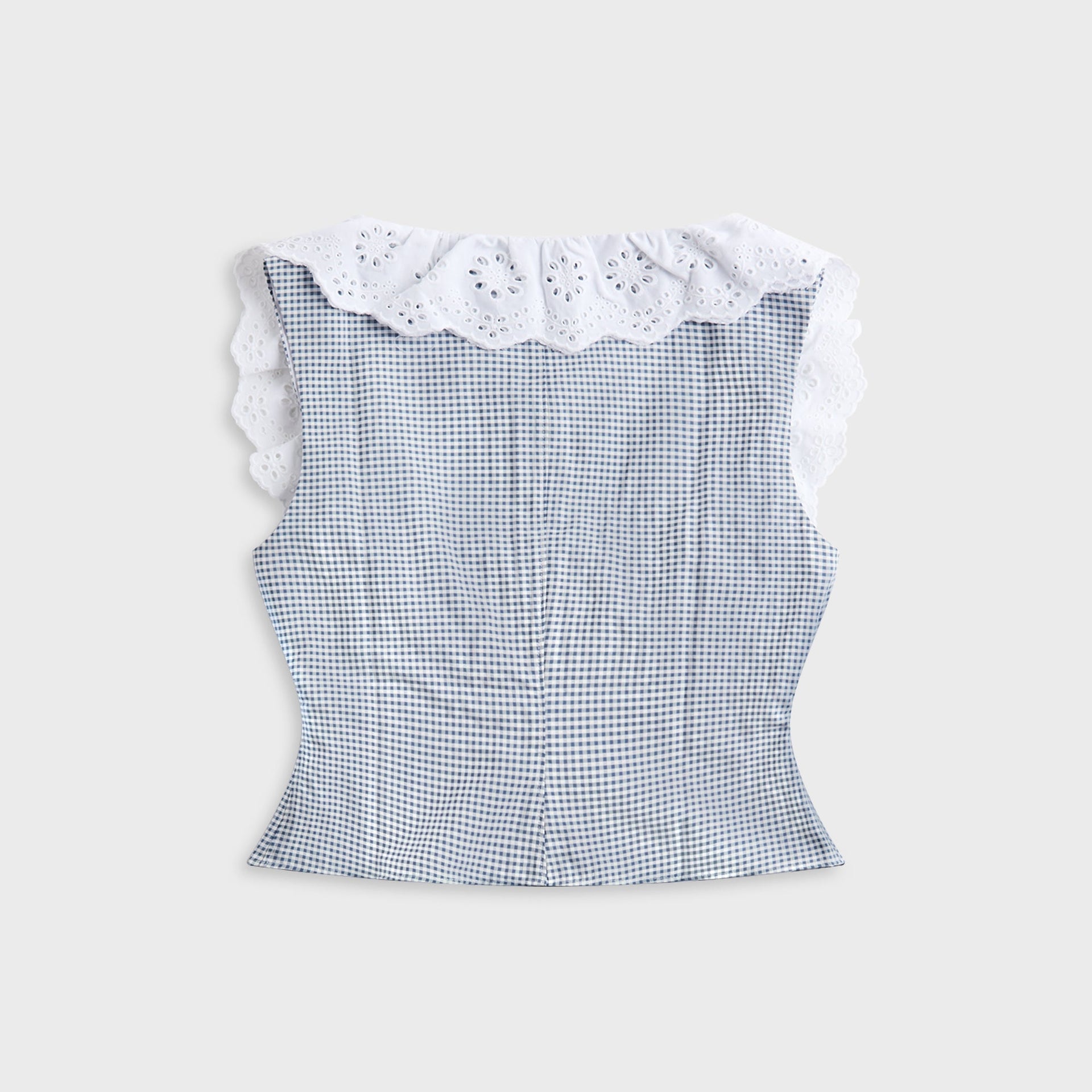 GUIZIO Gingham Paloma Lace Top - Powder Blue