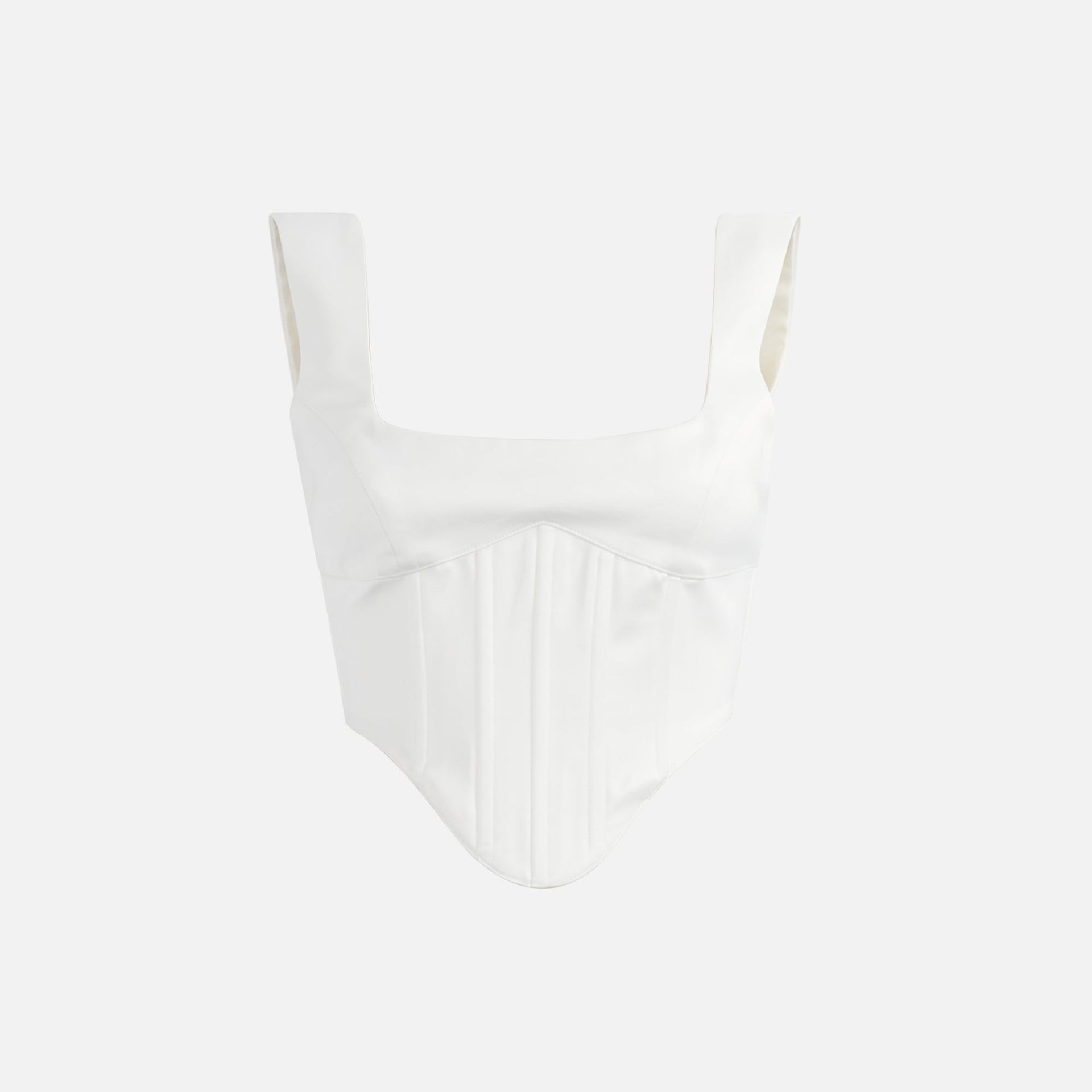 GUIZIO Satin Lace Up Bustier - White