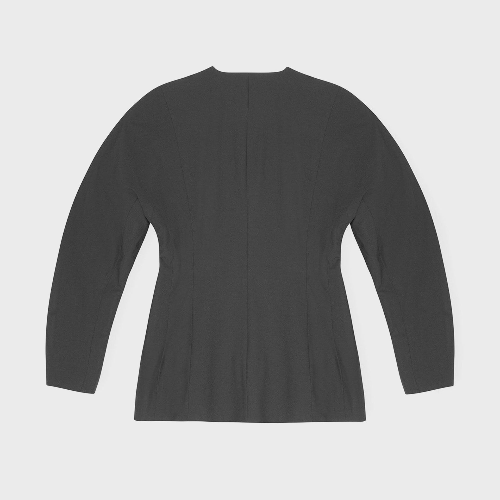 Ganni Drapey Melange Fitted Shaped Sleeve Blazer - Black