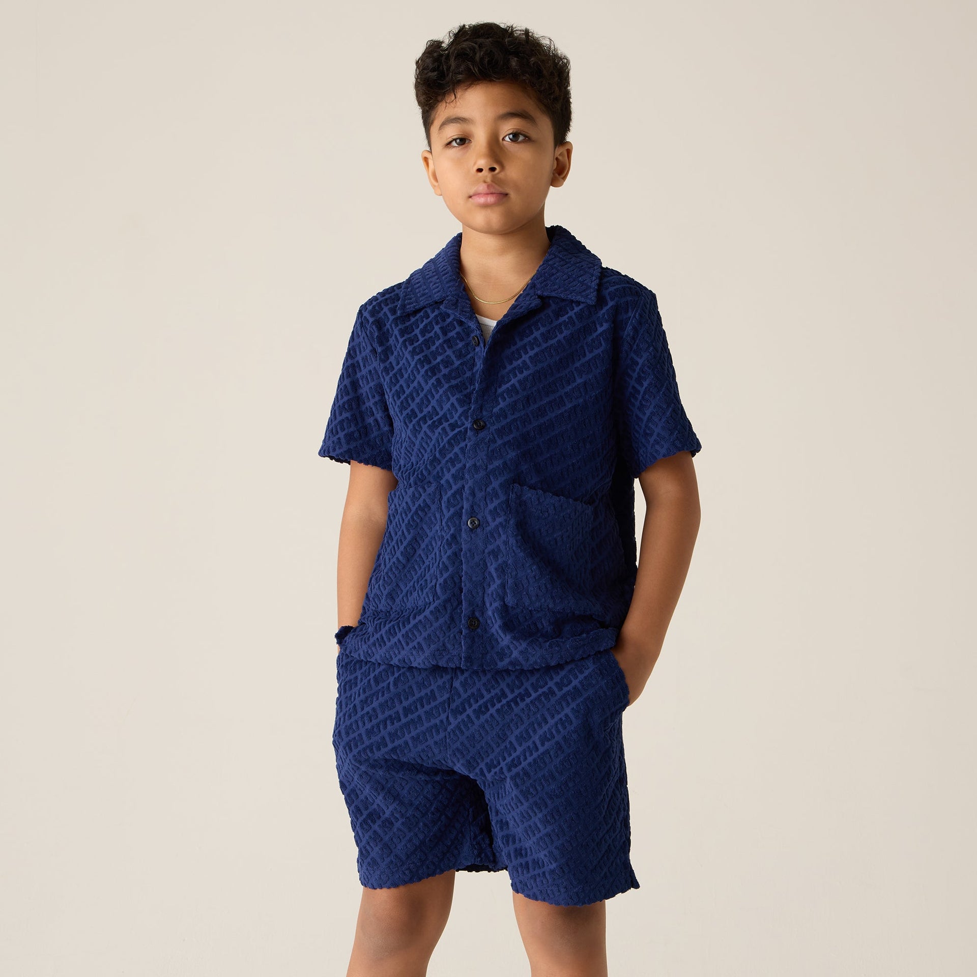 Kith Kids Monogram Terry Camp Shirt - Screen