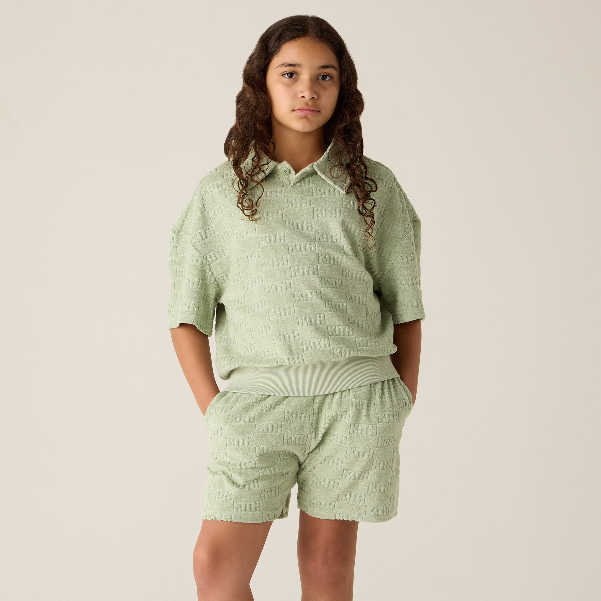 Kith Kids Monogram Terry Liam Short - Tranquility