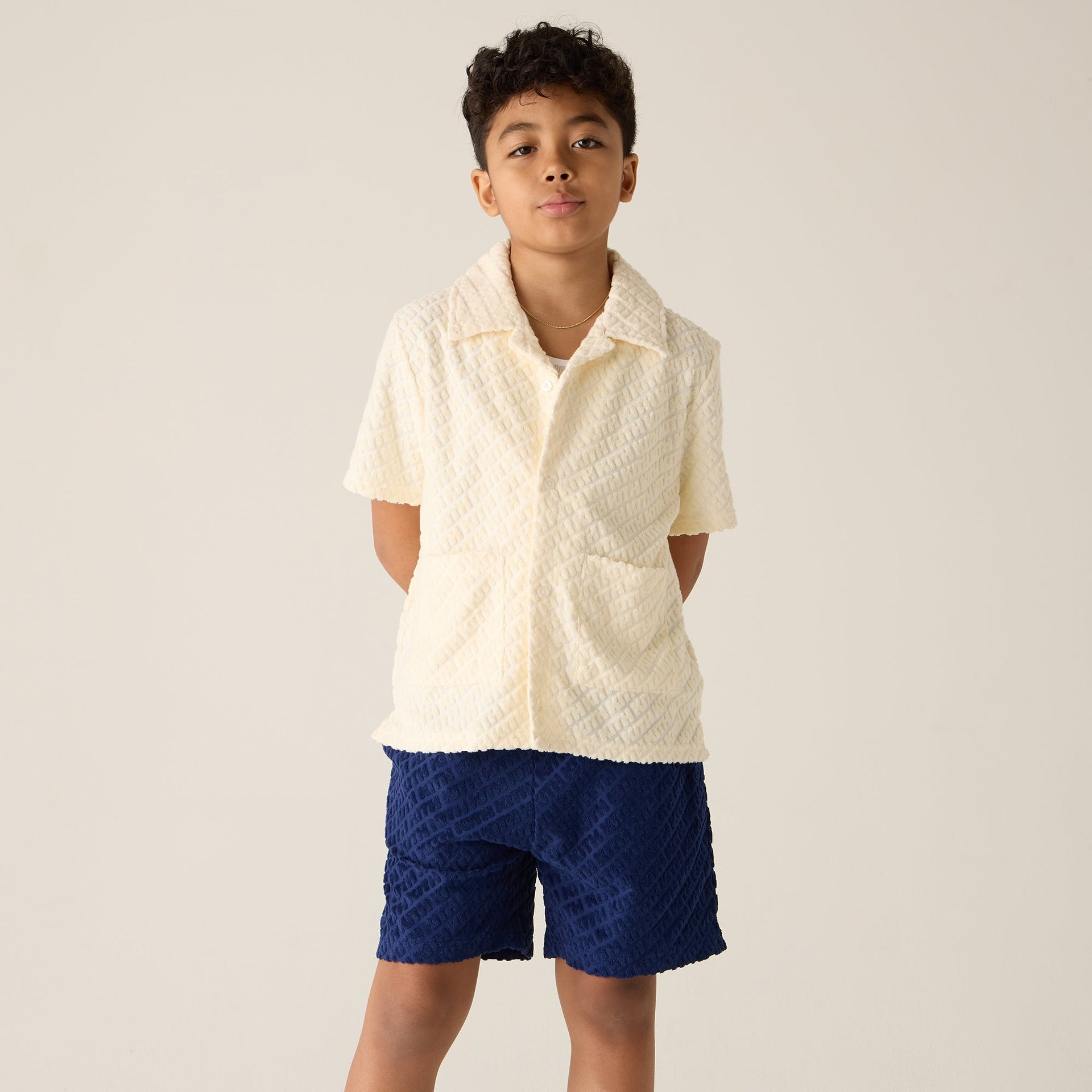 Kith Kids Monogram Terry Camp Shirt - Silk