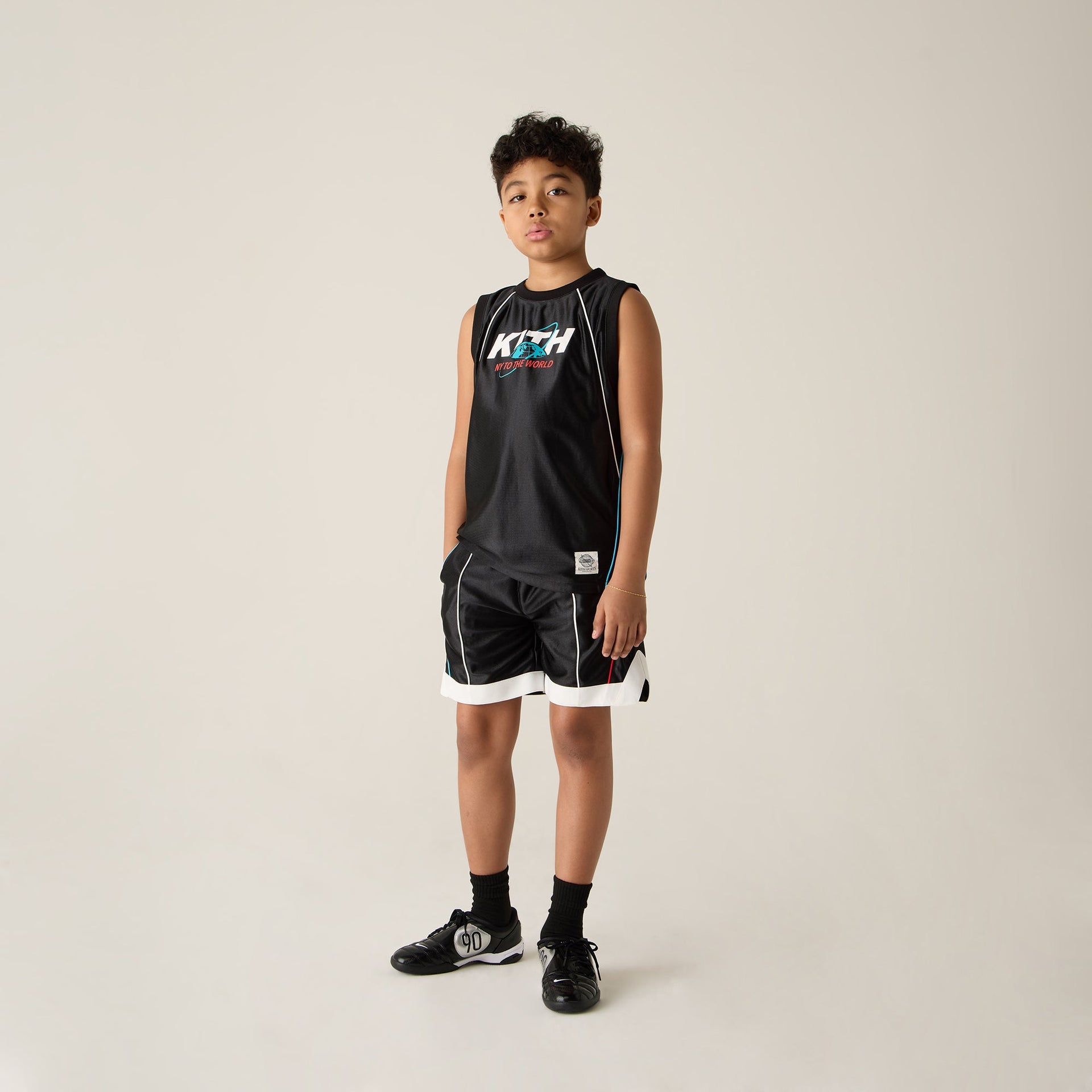 Kith Kids NY to the World Unisphere Faille Jersey - Black
