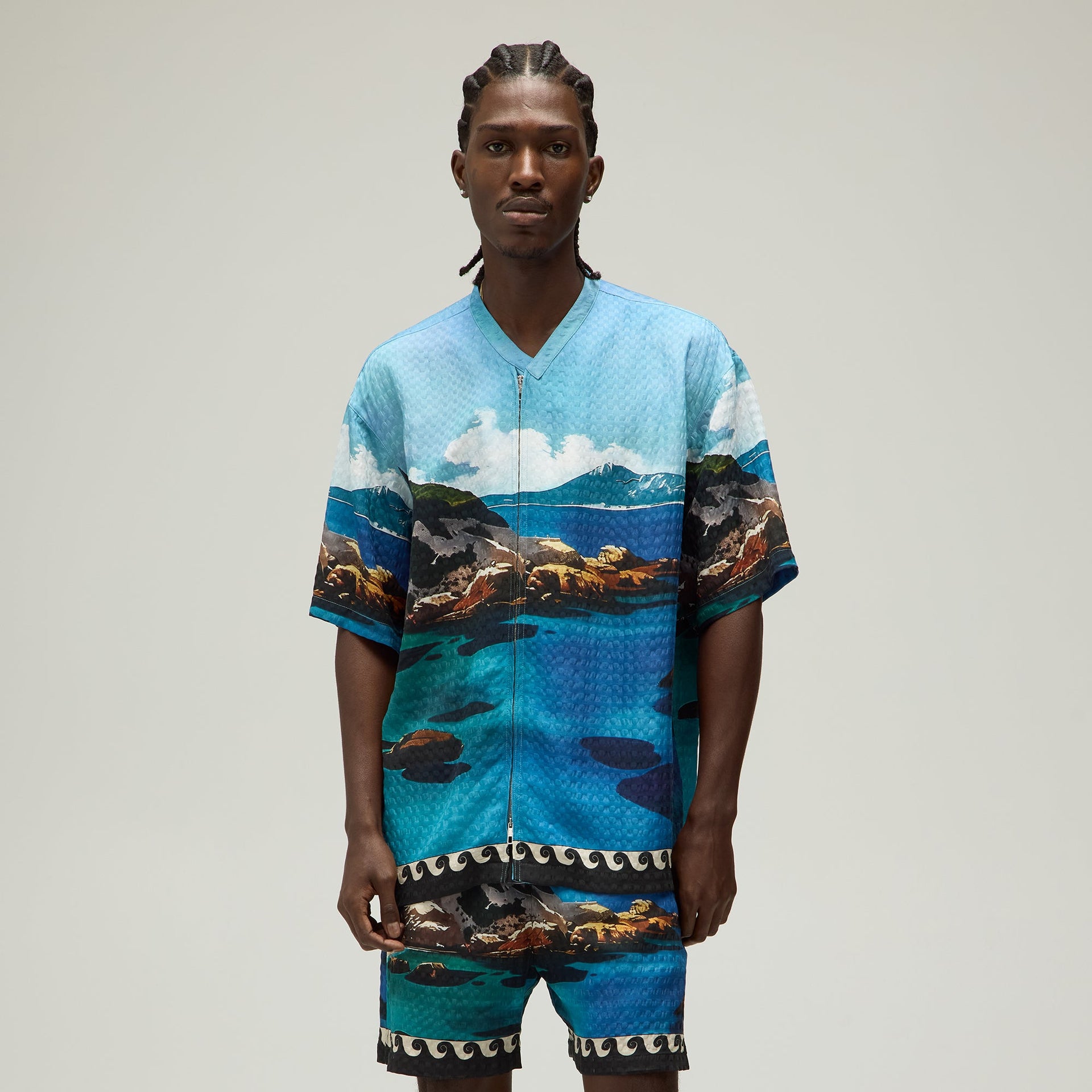 Giorgio Armani & Kith Sardinia Short Sleeve Zip Shirt - Multi