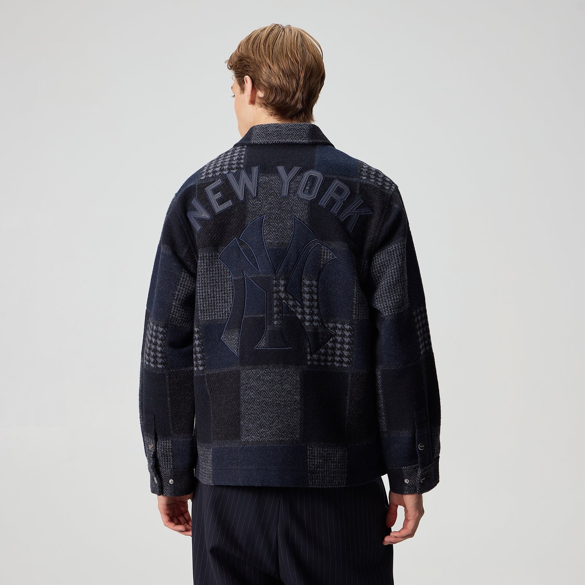 Kith for the New York Yankees Patchwork Wool Coaches Jacket - Nocturnal