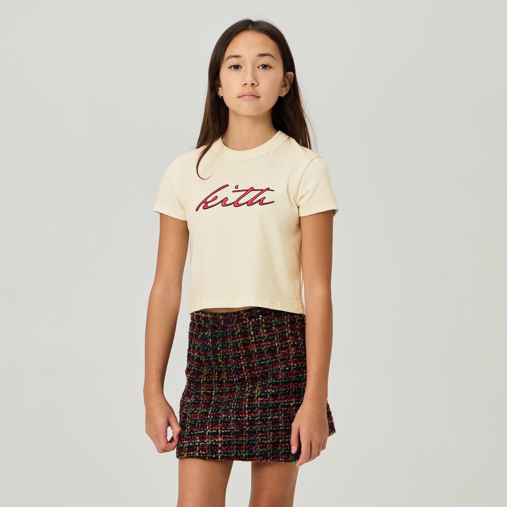 Kith Kids Signature Logo Mulberry II Tee - Sandrift