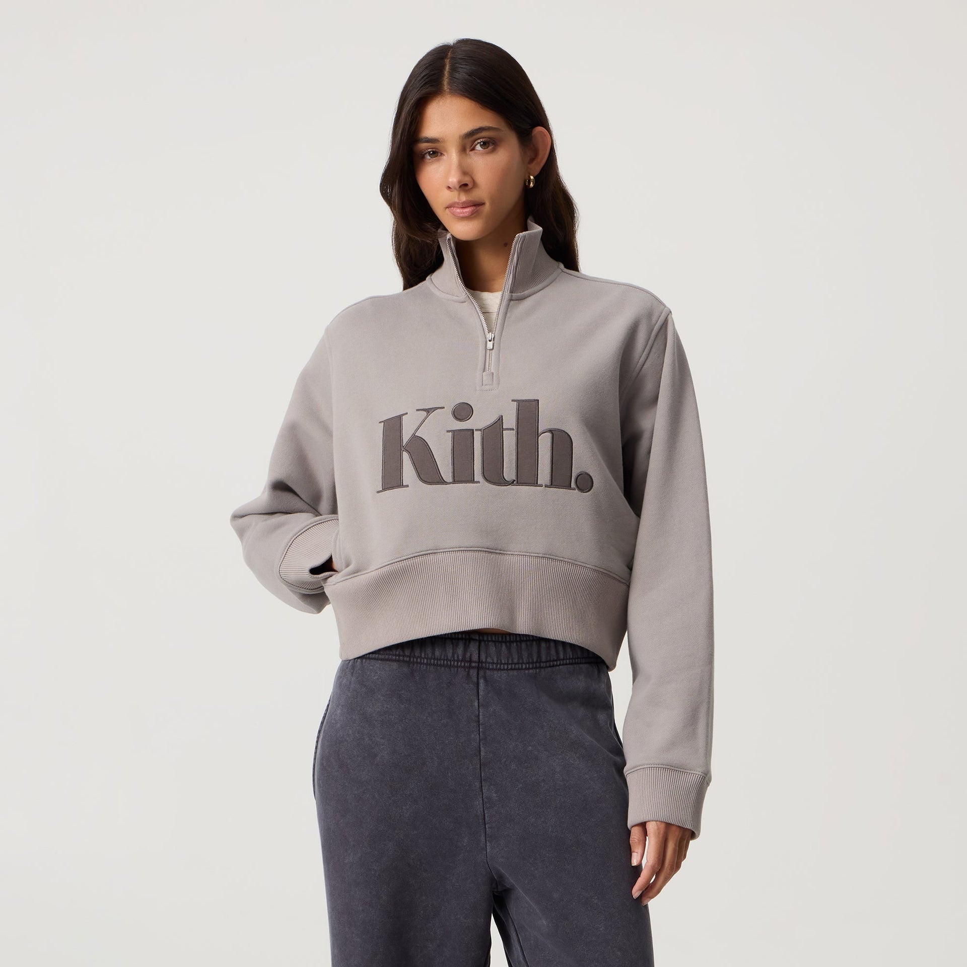 Kith Women Hunter II Punctuated Logo Quarter Zip - Storm