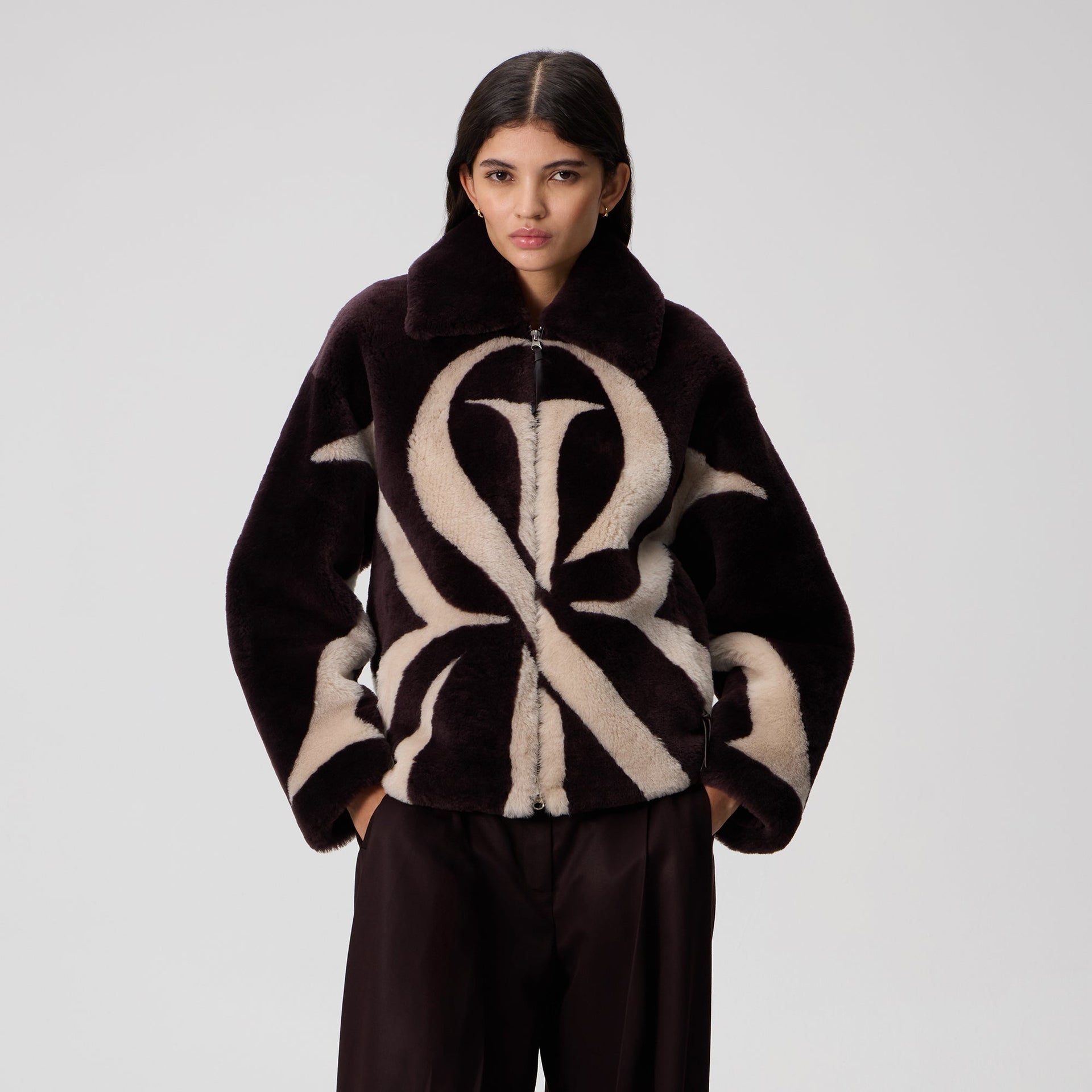 Kith Women Waylon II Shearling Crest Jacket - Incognito