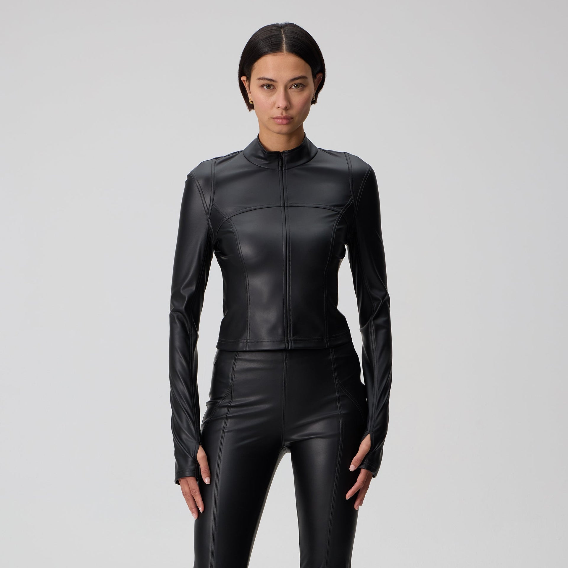 Kith Women Nita Faux Leather Zip Long Sleeve - Black