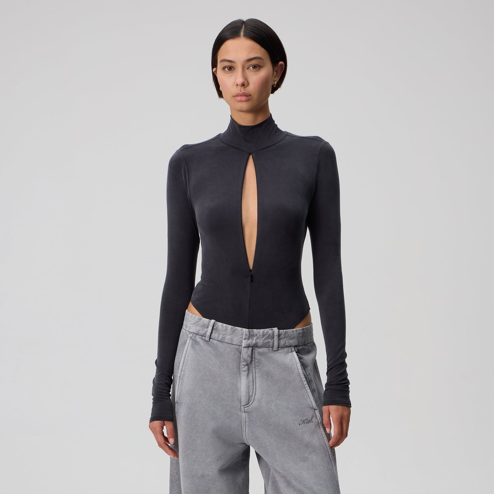 Kith Women Alexis Zip Front Bodysuit - Black - PH