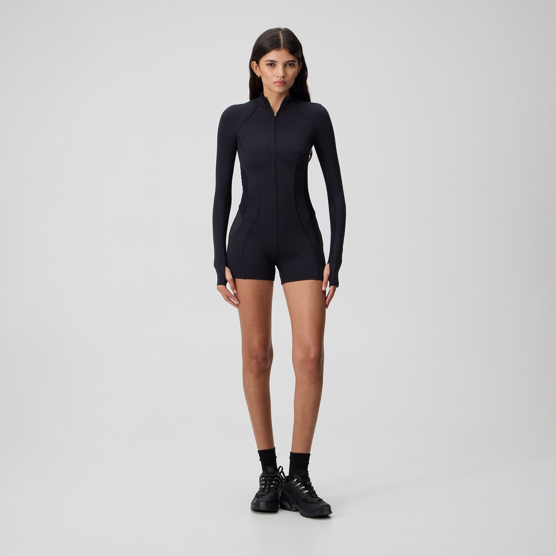 Kith Women Hani Active Long Sleeve Romper - Black - PH