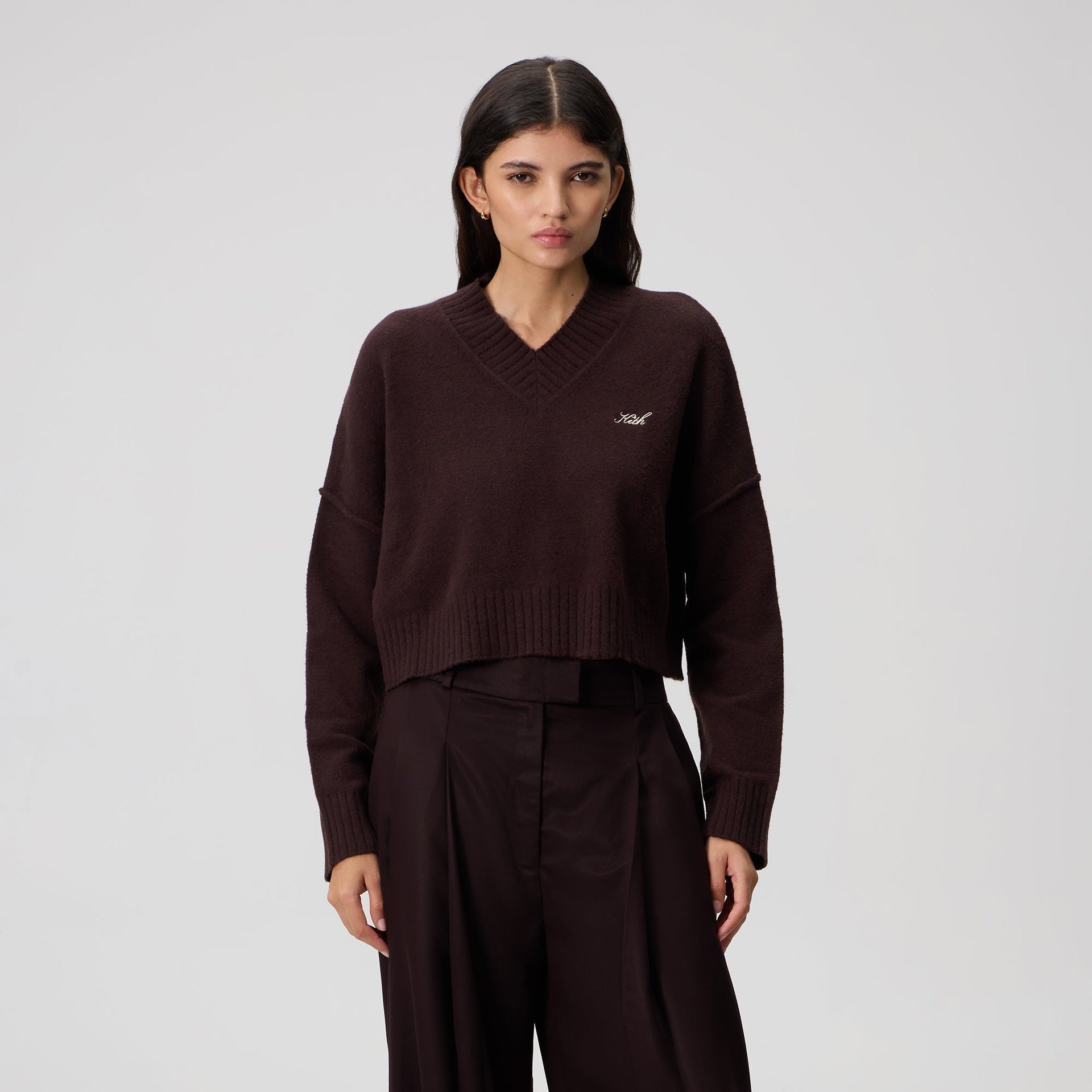 Kith Women Anja Cropped V-Neck Sweater - Incognito - PH