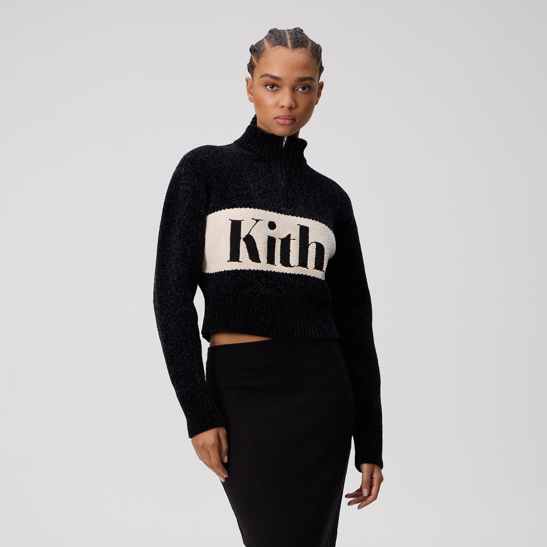 Kith Women Hunter II Chenille Punctuated Quarter Zip - Black - PH