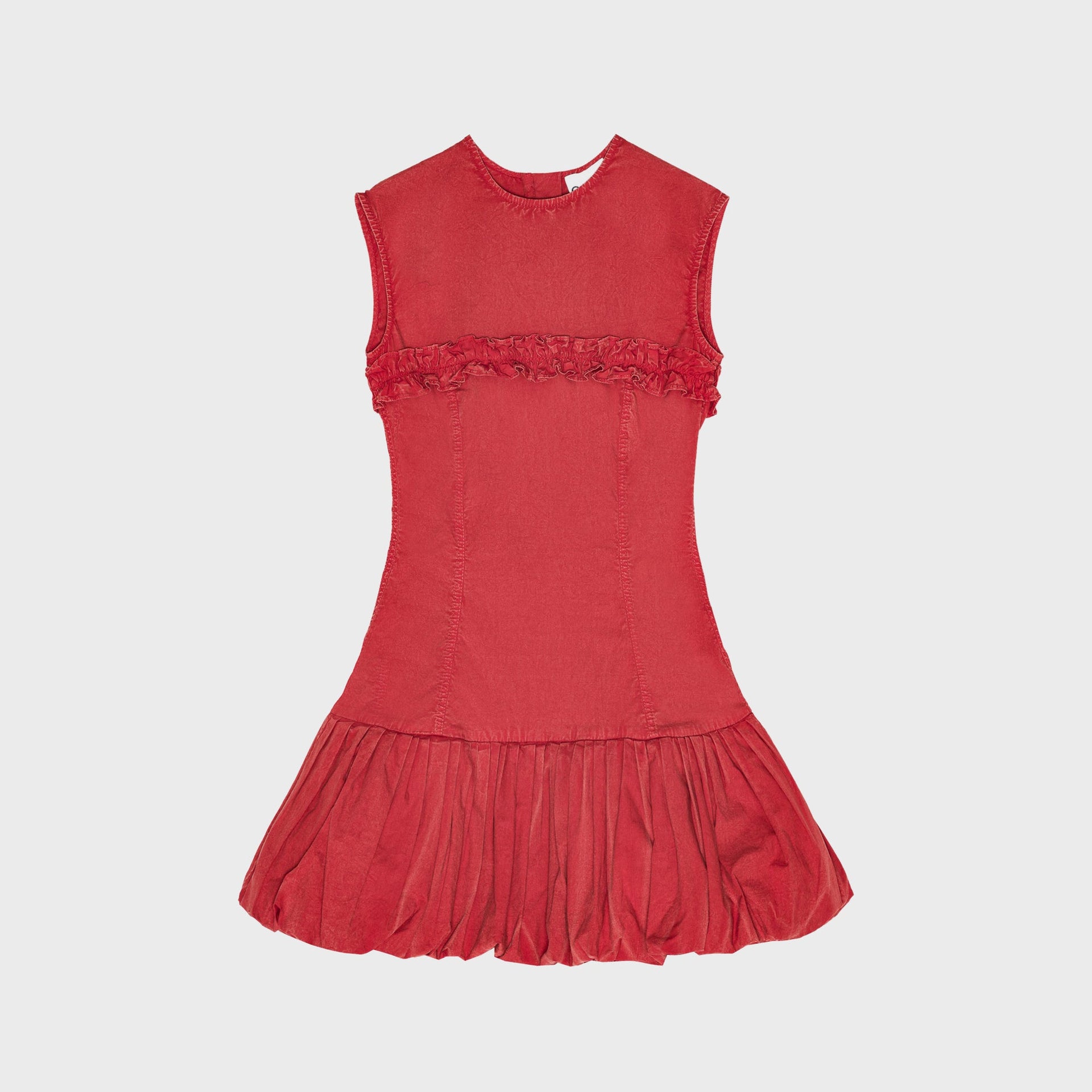 Ganni Washed Stretch Cotton Corset Mini Dress - Racing Red