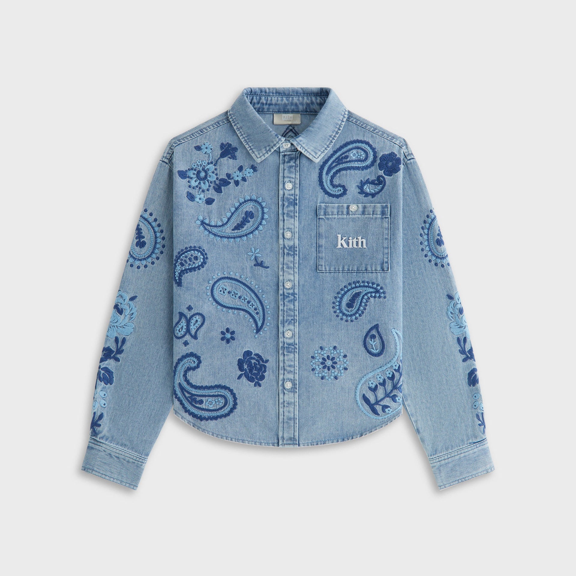 Kith Kids Floral Paisley Chambray Apollo Shirt - Kent Light Wash