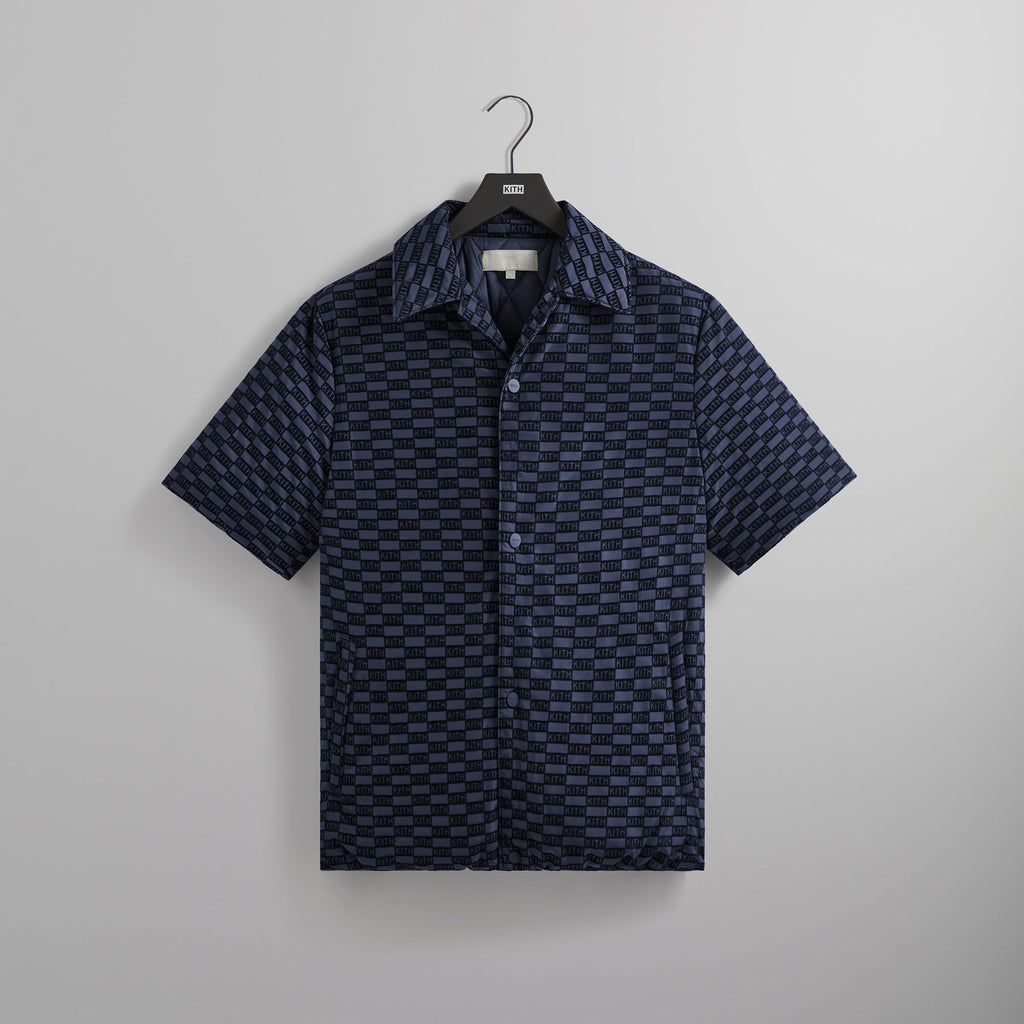 Kith Flocked Monogram Puffed Devon Shirt - Nocturnal – Kith Canada 