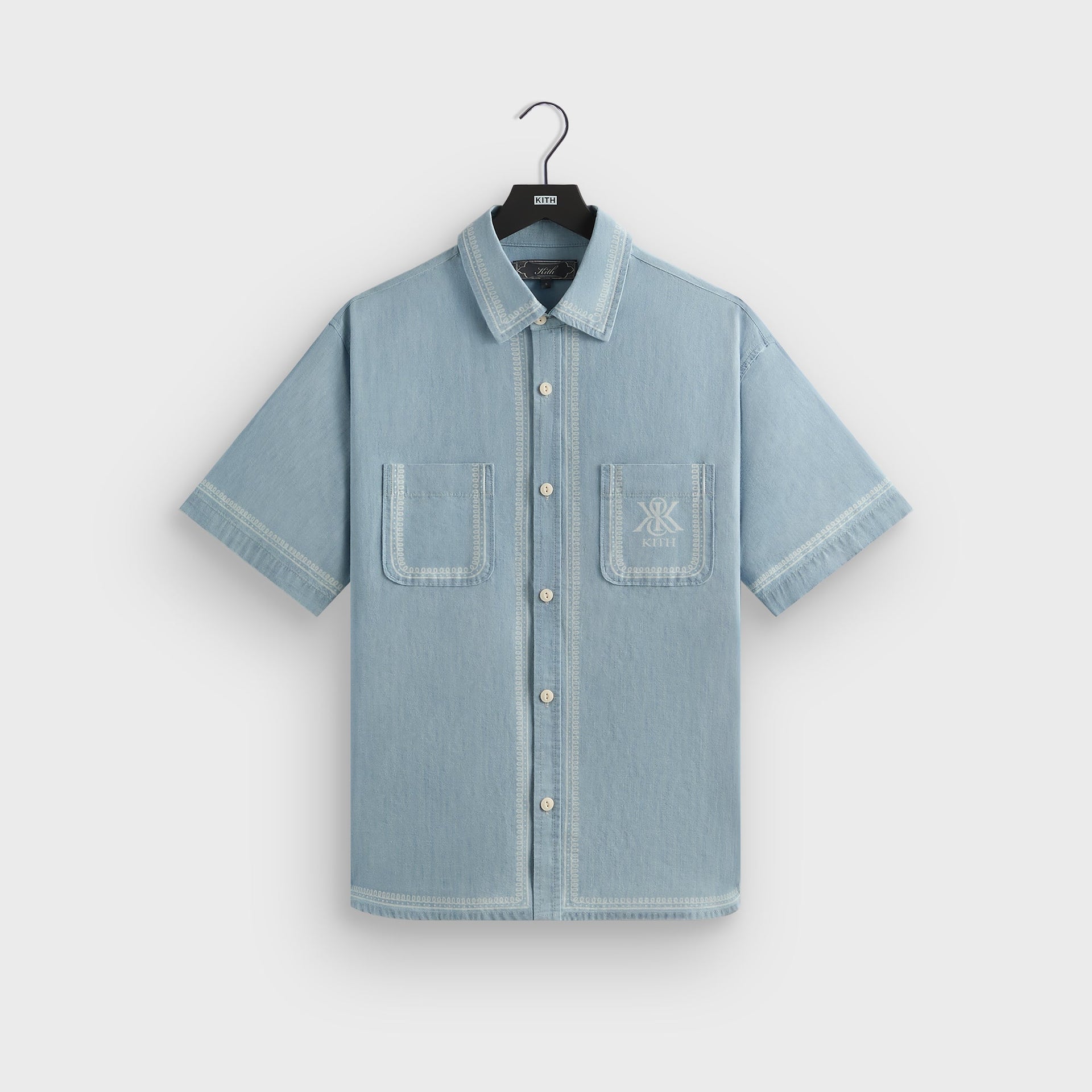 Kith Chambray Paxton Short Sleeve Buttondown - Light Indigo