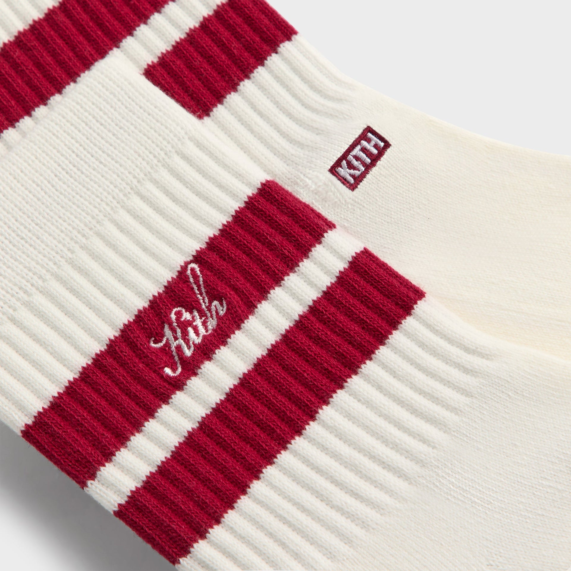 Kith 3-Pack Striped Mid Crew Socks - White