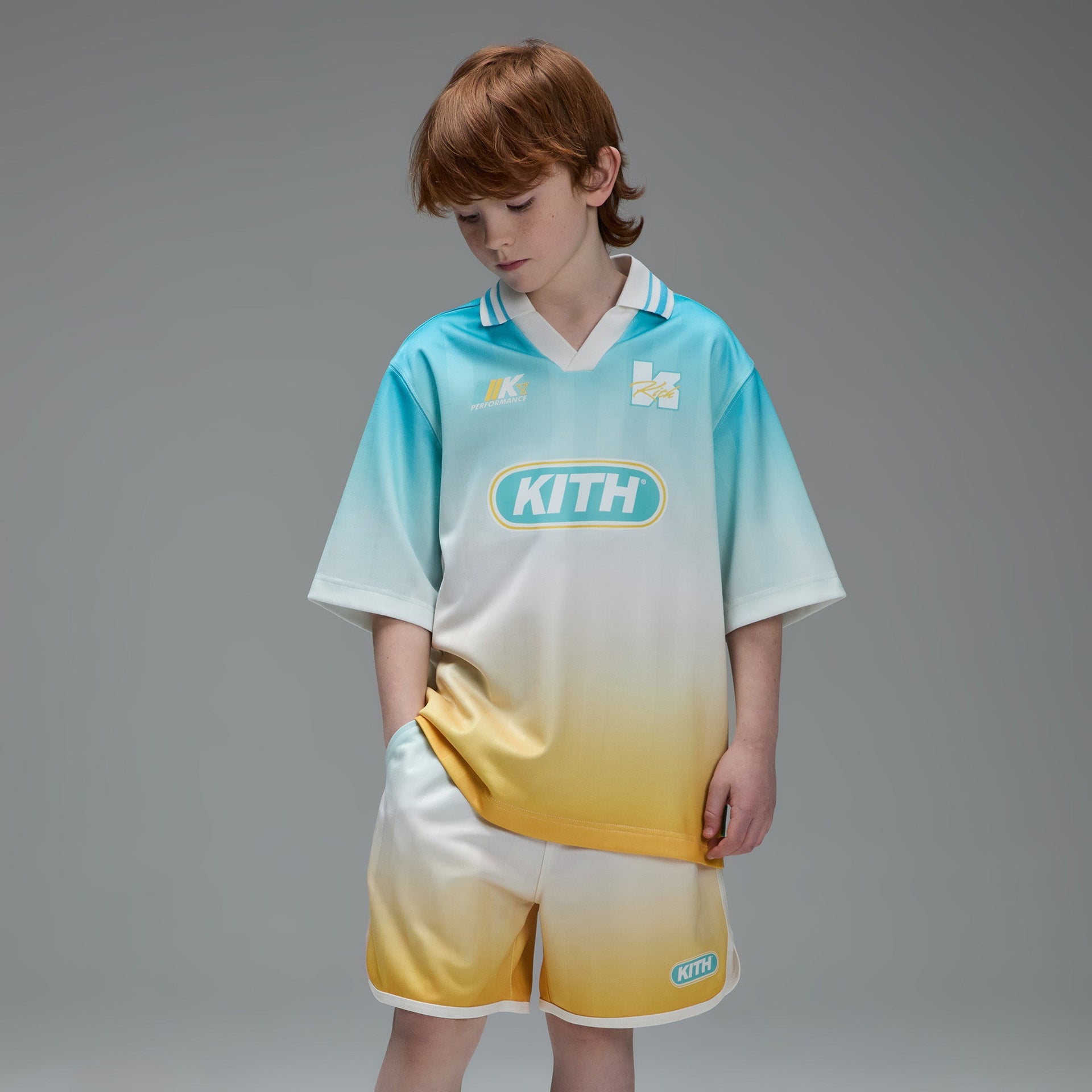 Kith Kids Gradient Soccer Polo - Dusty Aqua