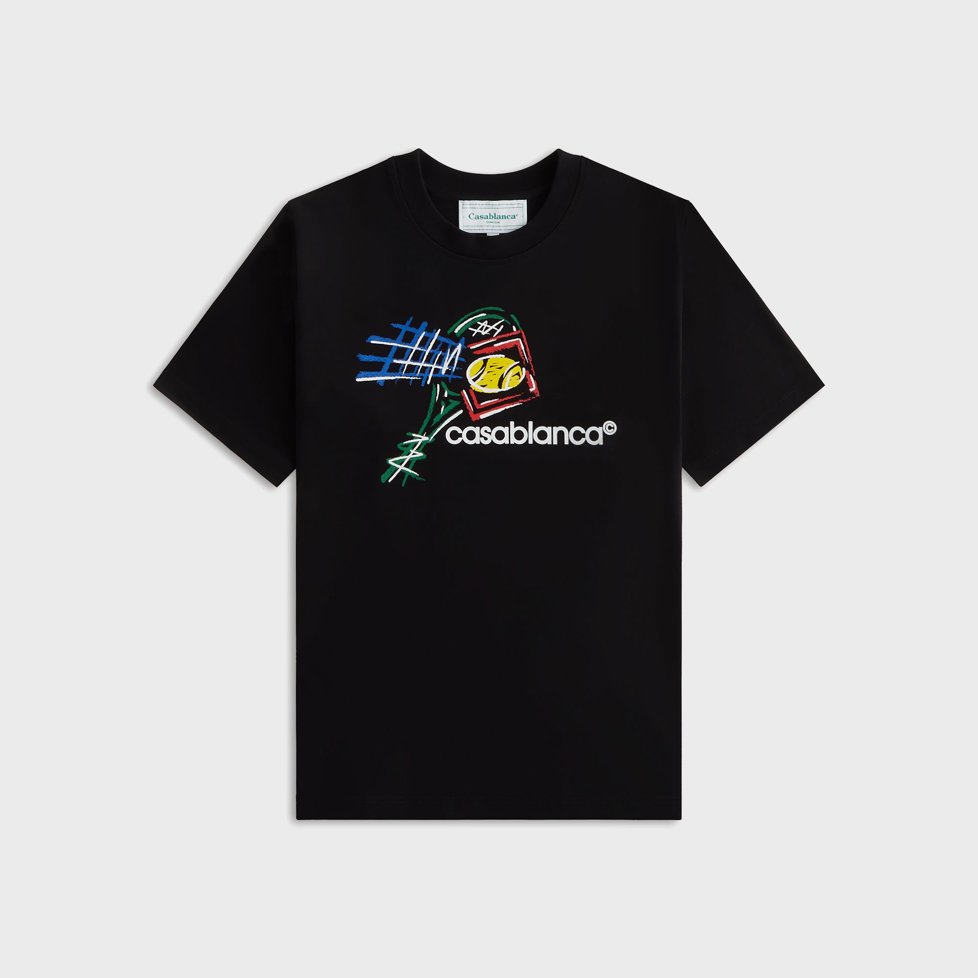 【関税込み】Casablanca ブラック Croquis De Tennis Tシャツ Casablanca: Black Croquis De Tennis T-Shirt | SSENSE