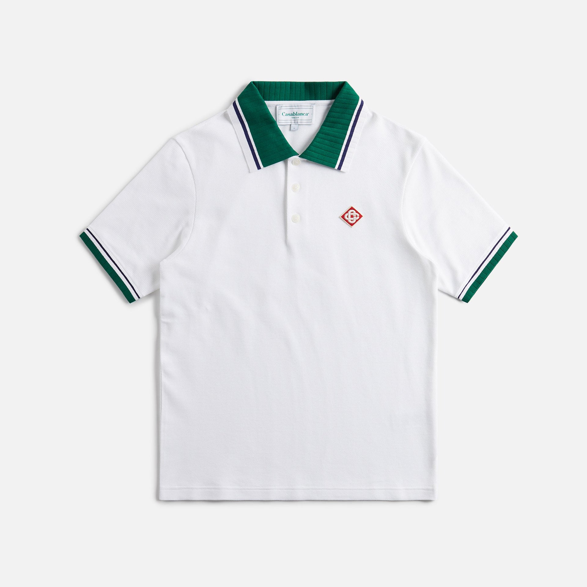 Casablanca Organic Cotton Pique Textured Pique Polo - White