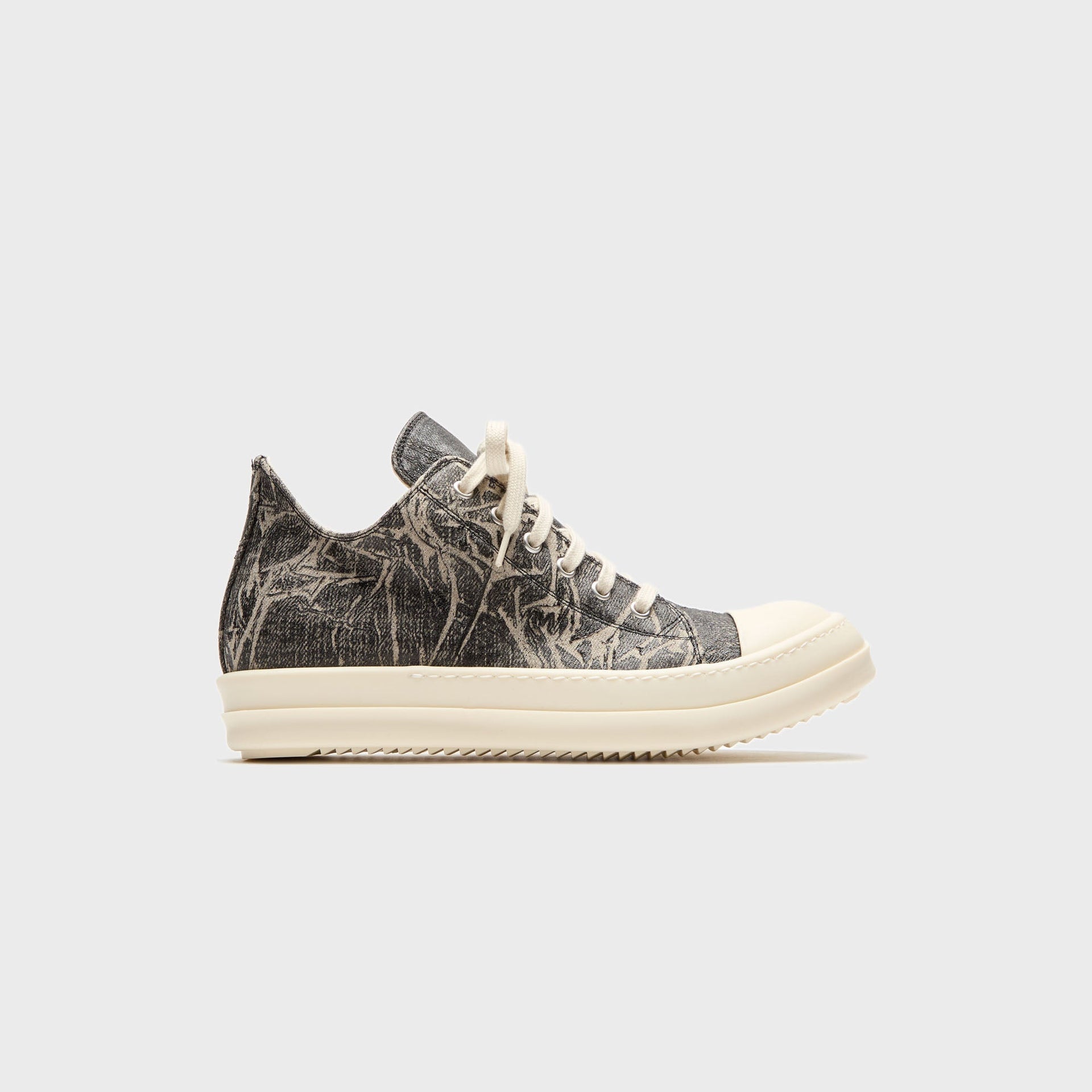 Rick Owens Low Sneaks - Washed Foil Denim Black