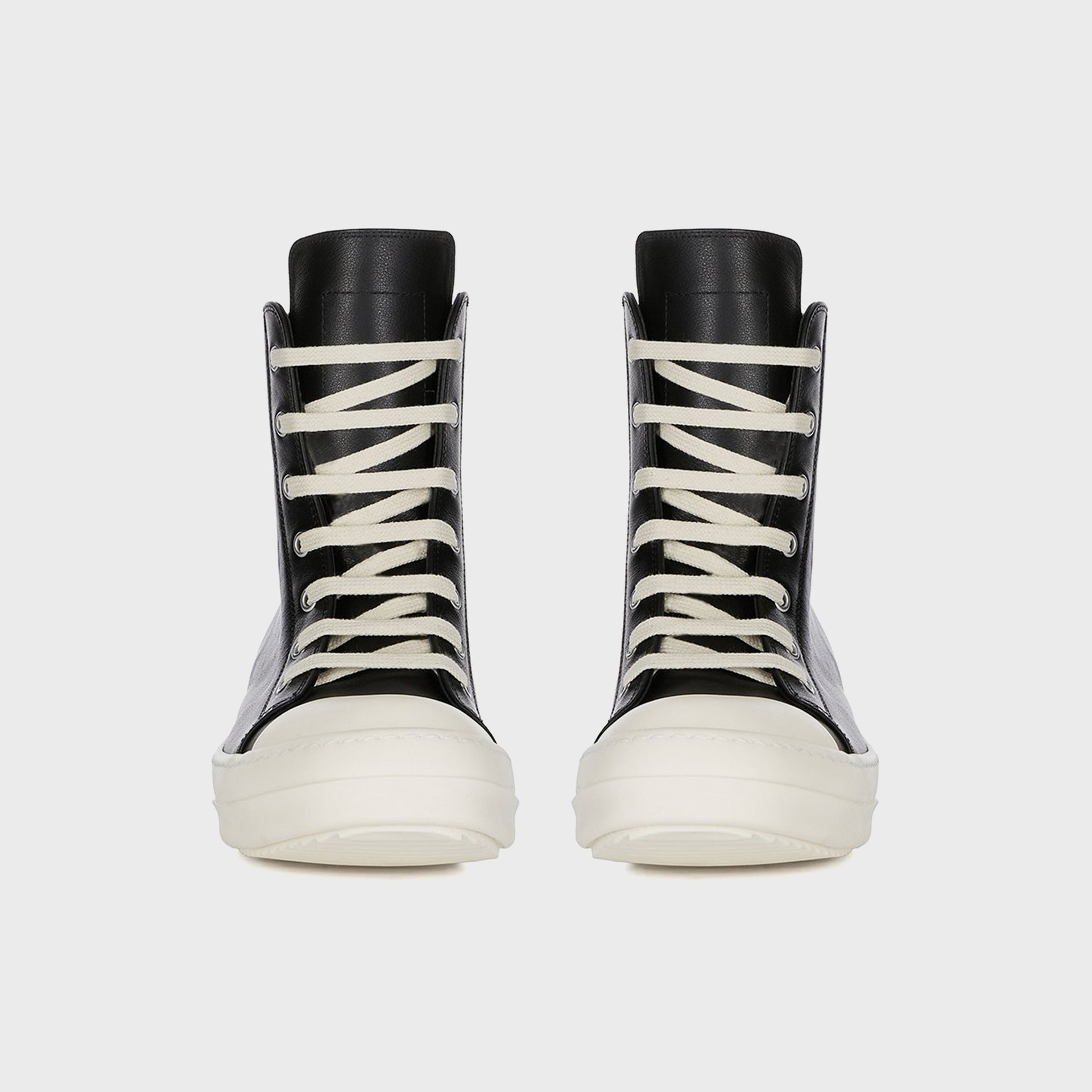 Rick Owens Leather Sneakers Scarpe in Pelle - Black / Milk / Milk