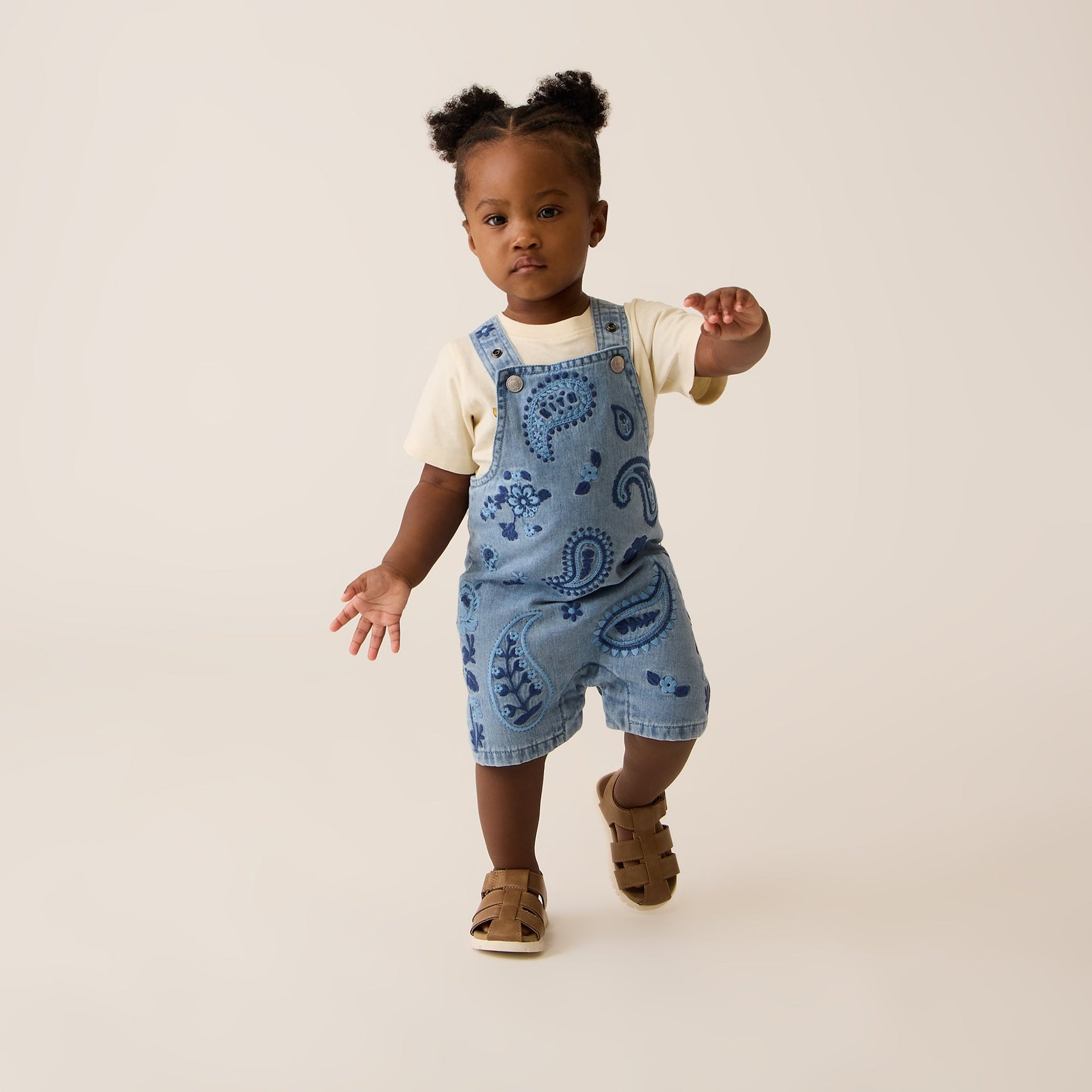 Kith Baby Floral Paisley Chambray Shortall - Kent Light Wash