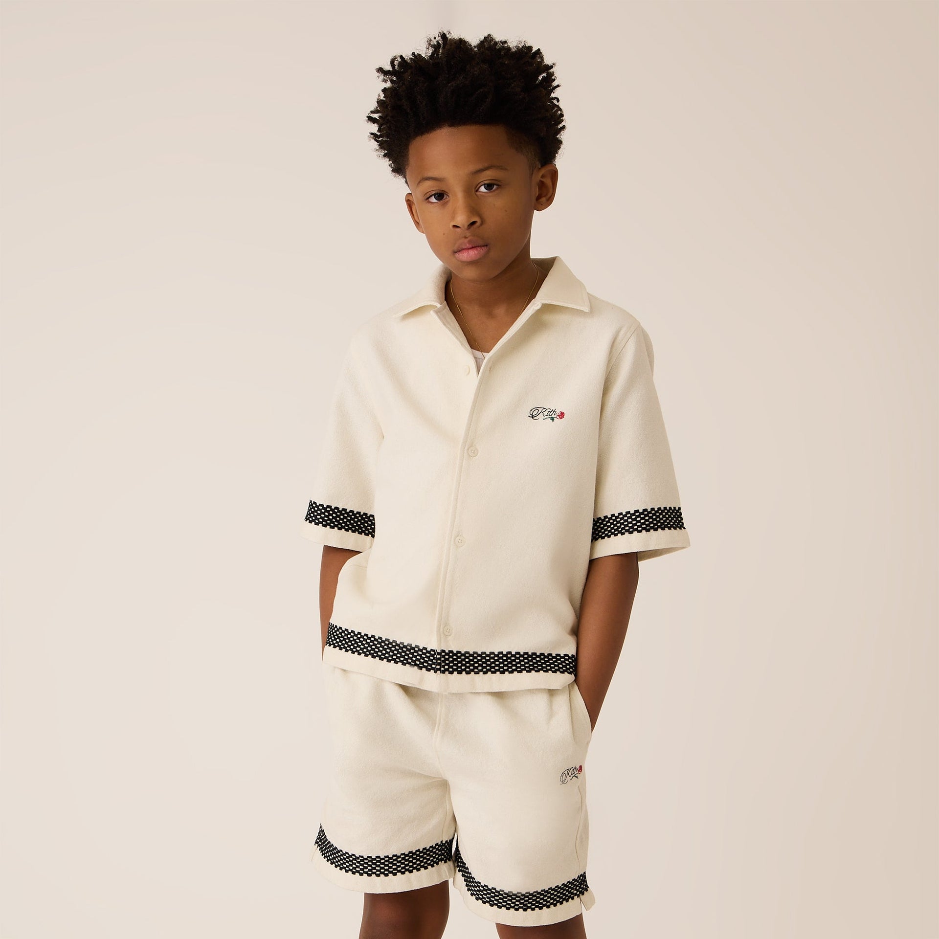 Kith Kids Novelty Logo Thompson Camp Shirt - Sandrift