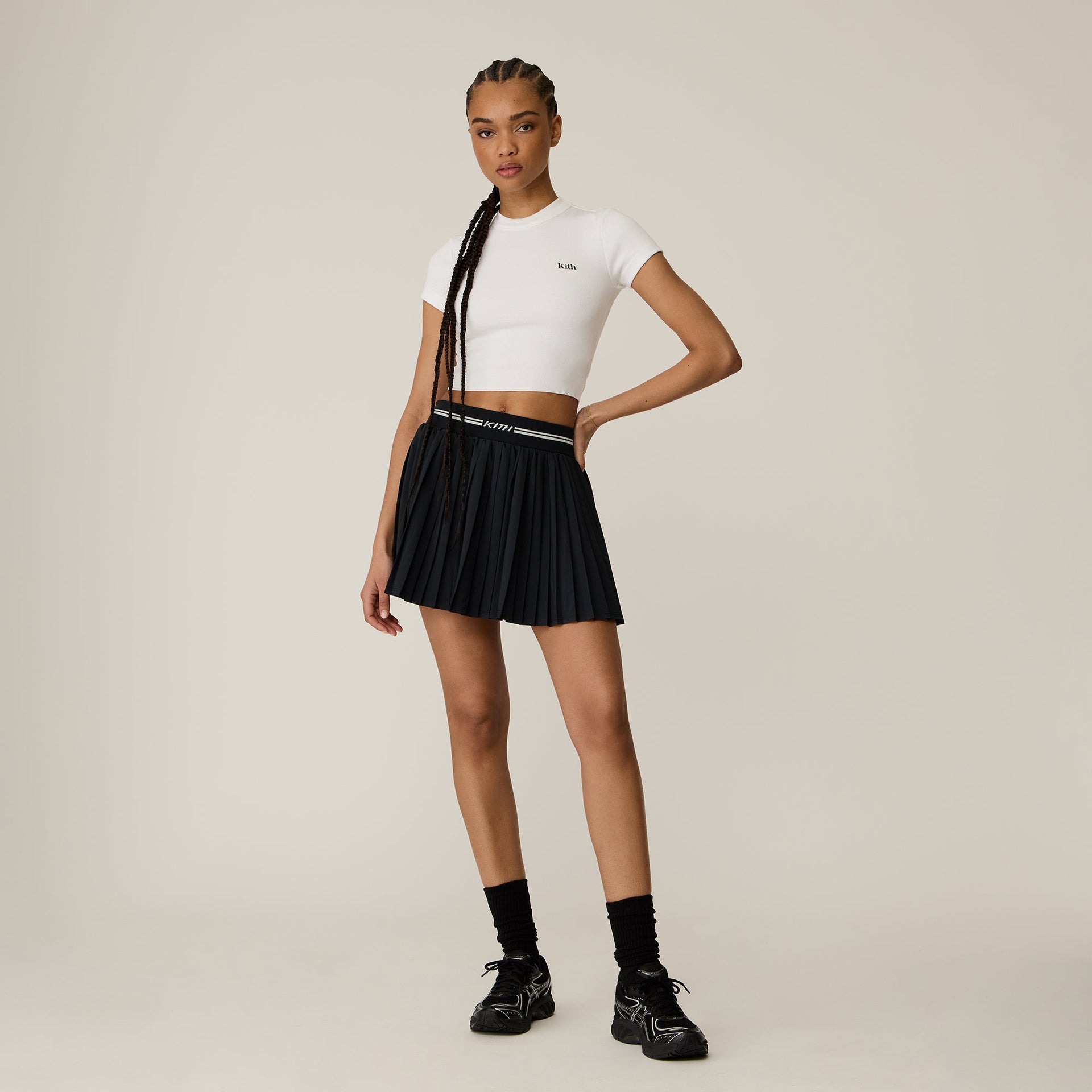 Kith Women Amaya II Pleated Skirt in Black