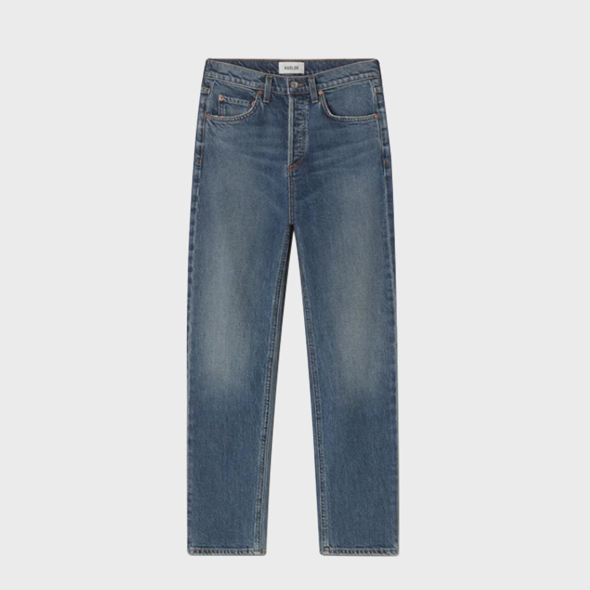 Agolde 90`s Pinch Waist High Rise Straight Long Denim - Overcast