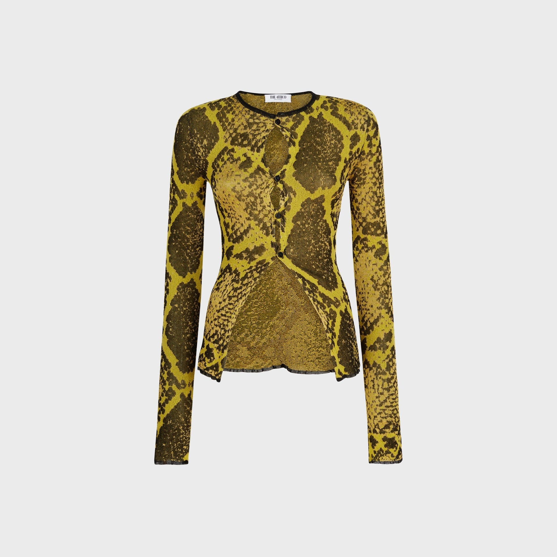 The Attico Cardigan in Yellow / Black Python Jacquard