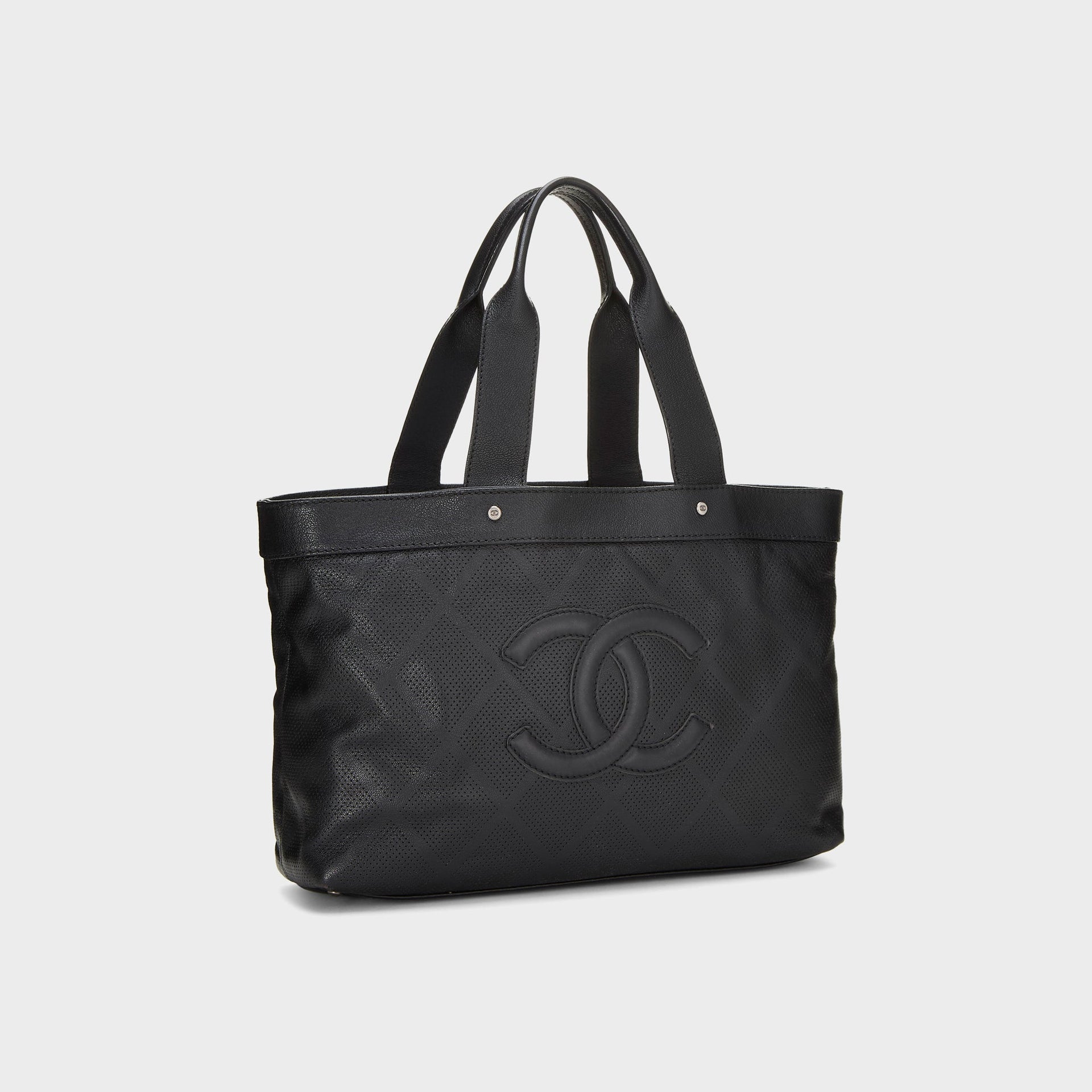 WGACA Chanel Perforated Tote Medium - Black