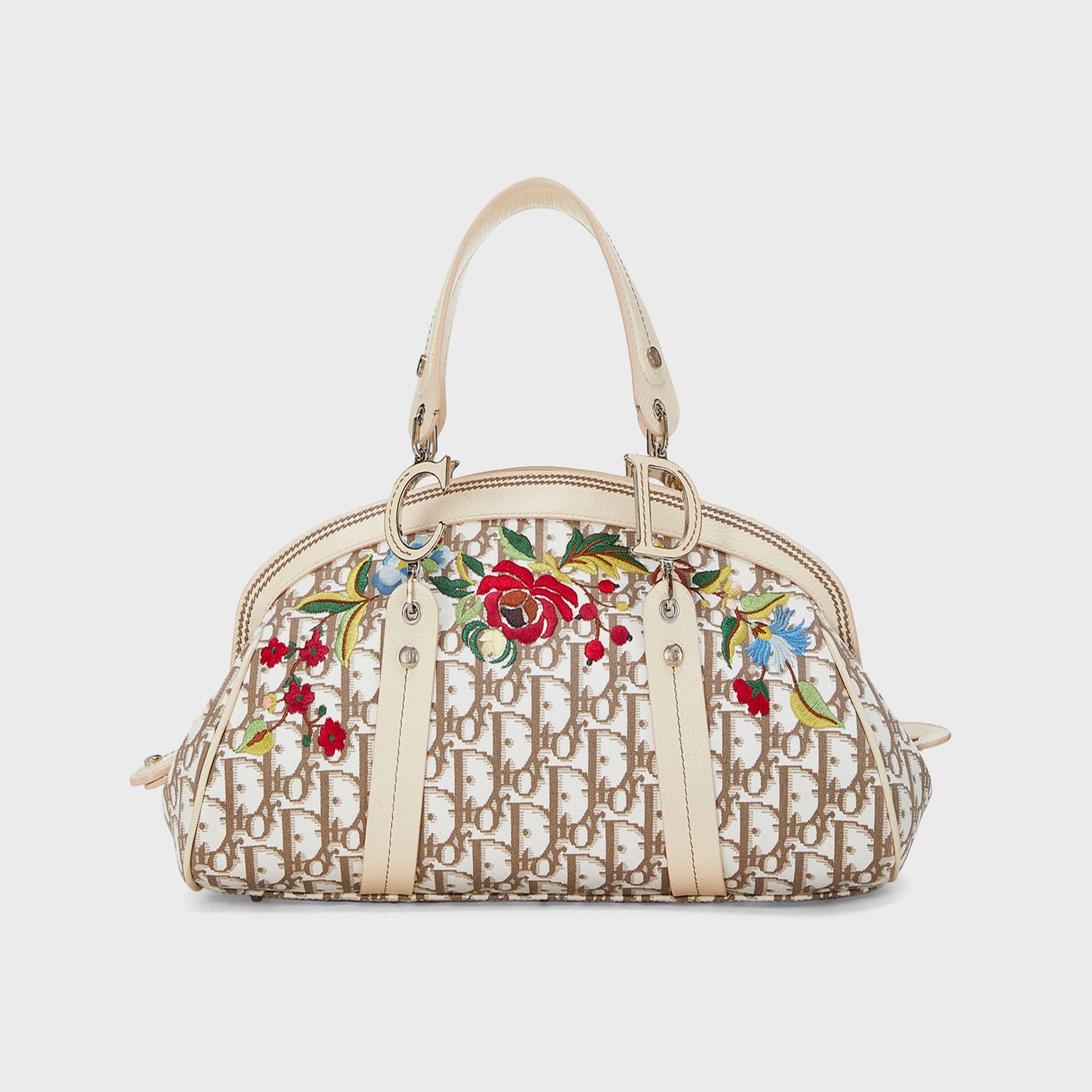 WGACA Christian Dior Embroidered Frame Satchel HB - Beige