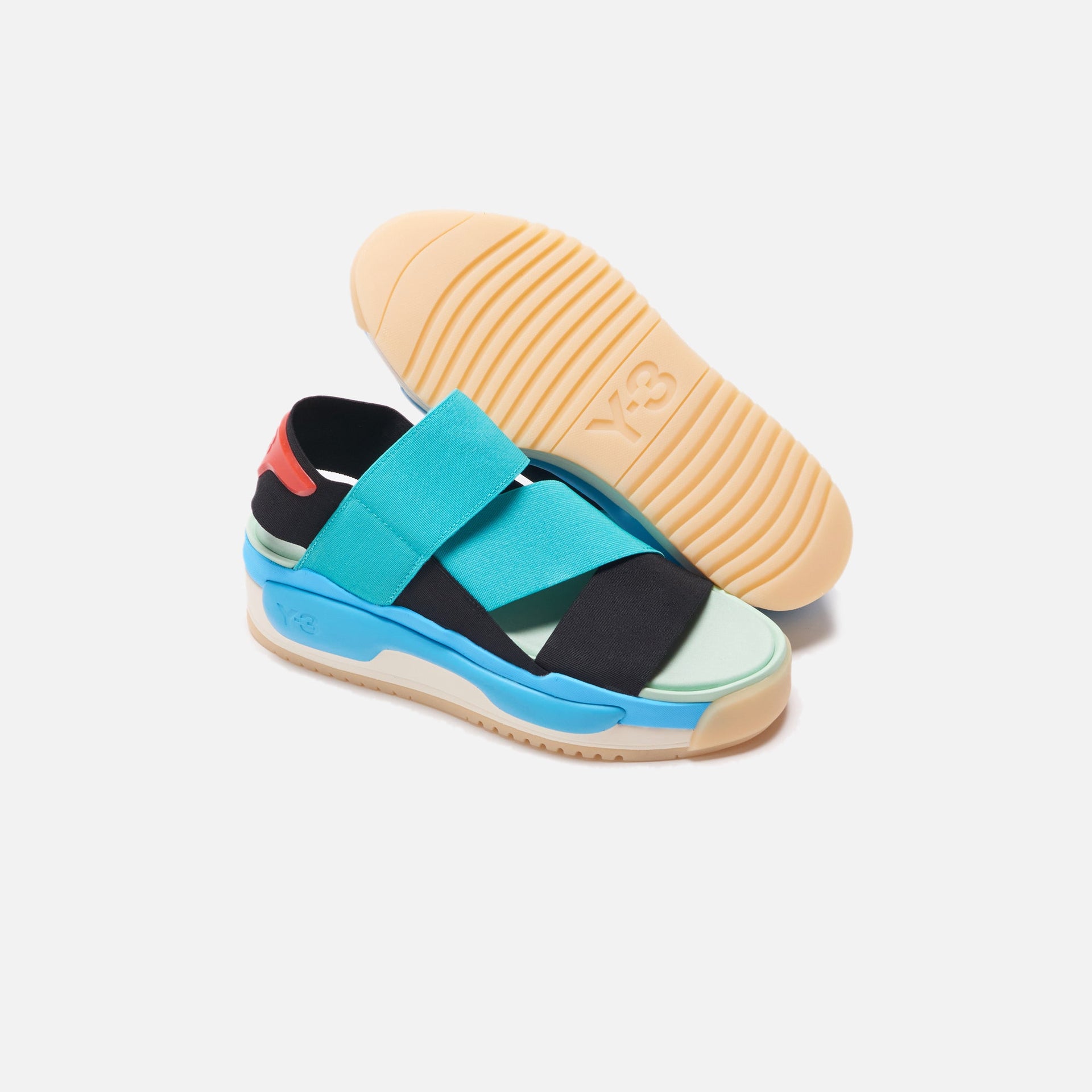 Y-3 Hokori Sandal - Black / Vivid Mint / Bright Cyan