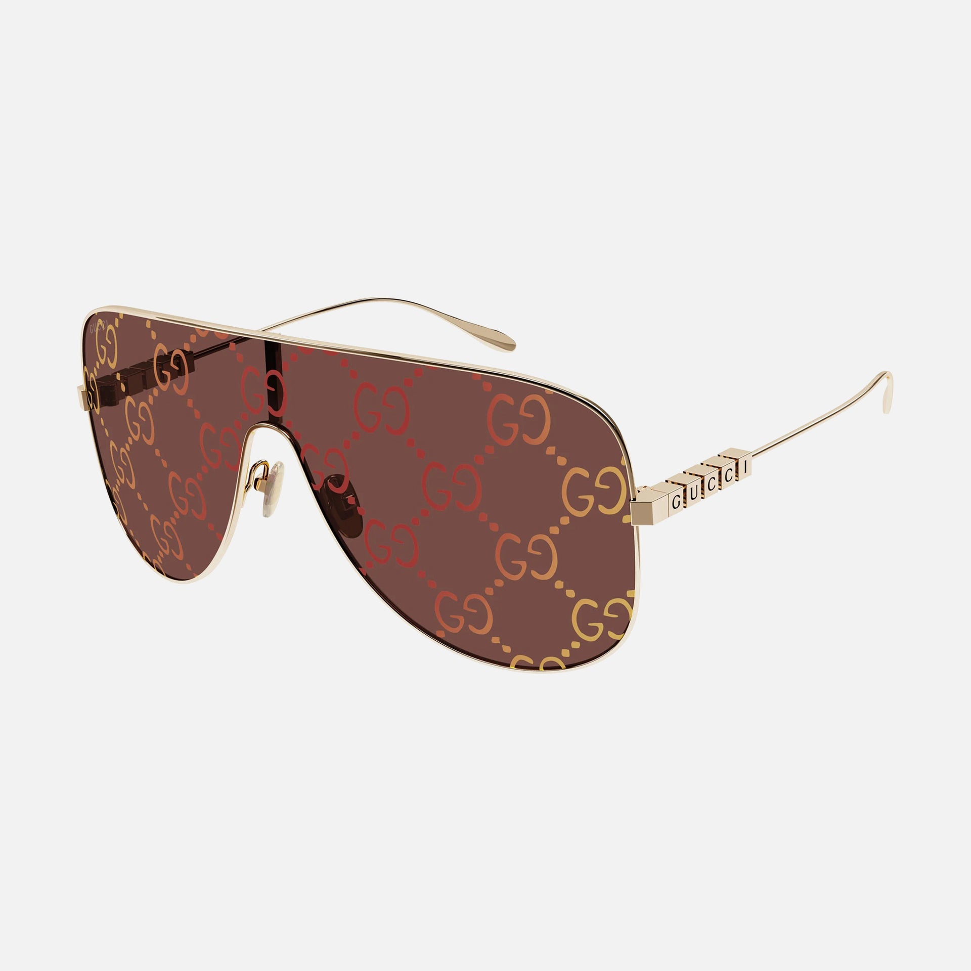 Lunettes de soleil Gucci Aviator en métal monogrammé - Rouge