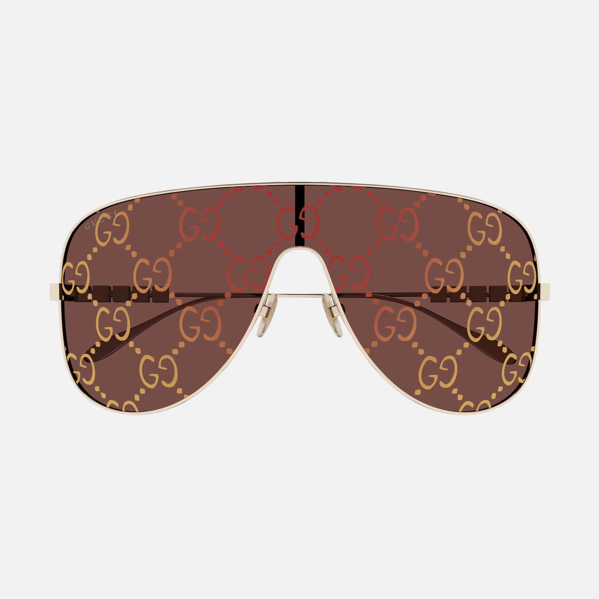 Lunettes de soleil Gucci Aviator en métal monogrammé - Rouge