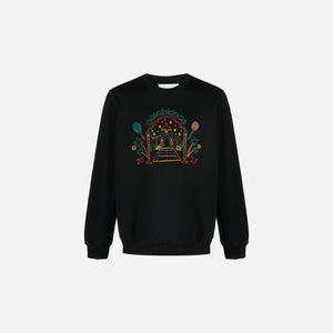 Casablanca Rainbow Crayon Temple Embroidered Sweatshirt - Black / Multi