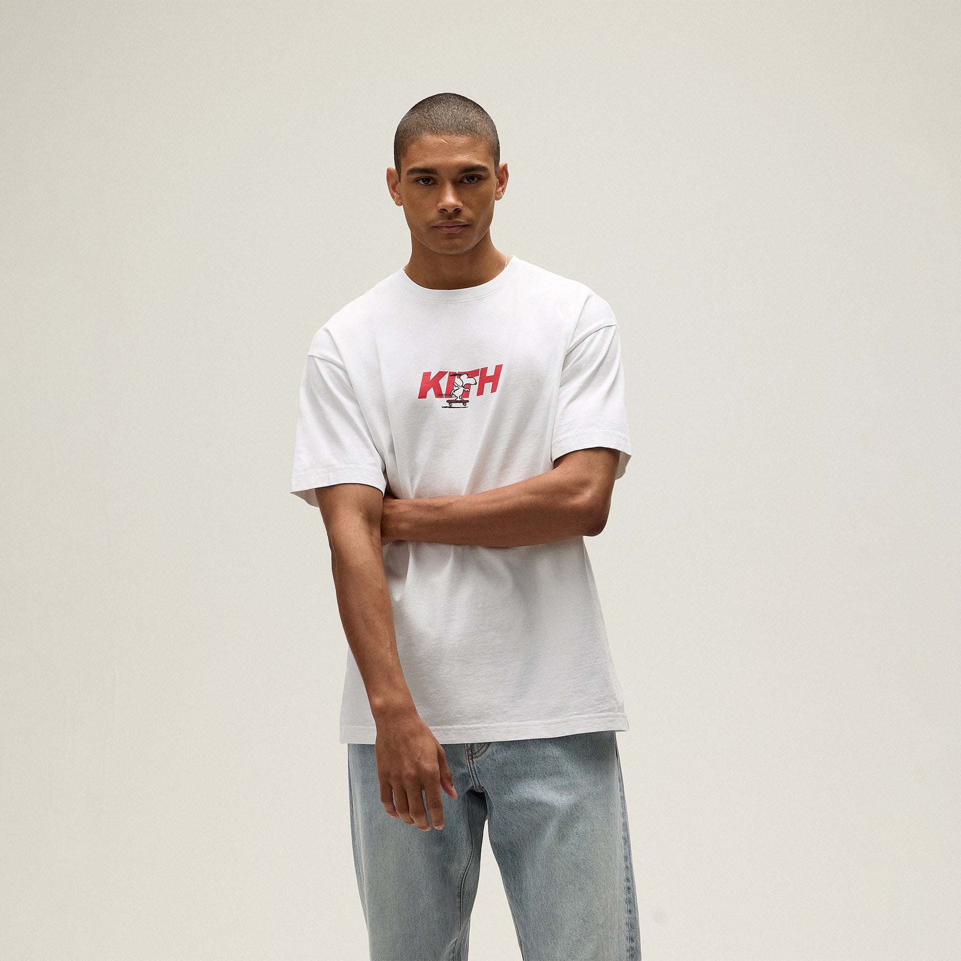 Kith for Peanuts Snoopy Skateboard Fast Logo Tee - White