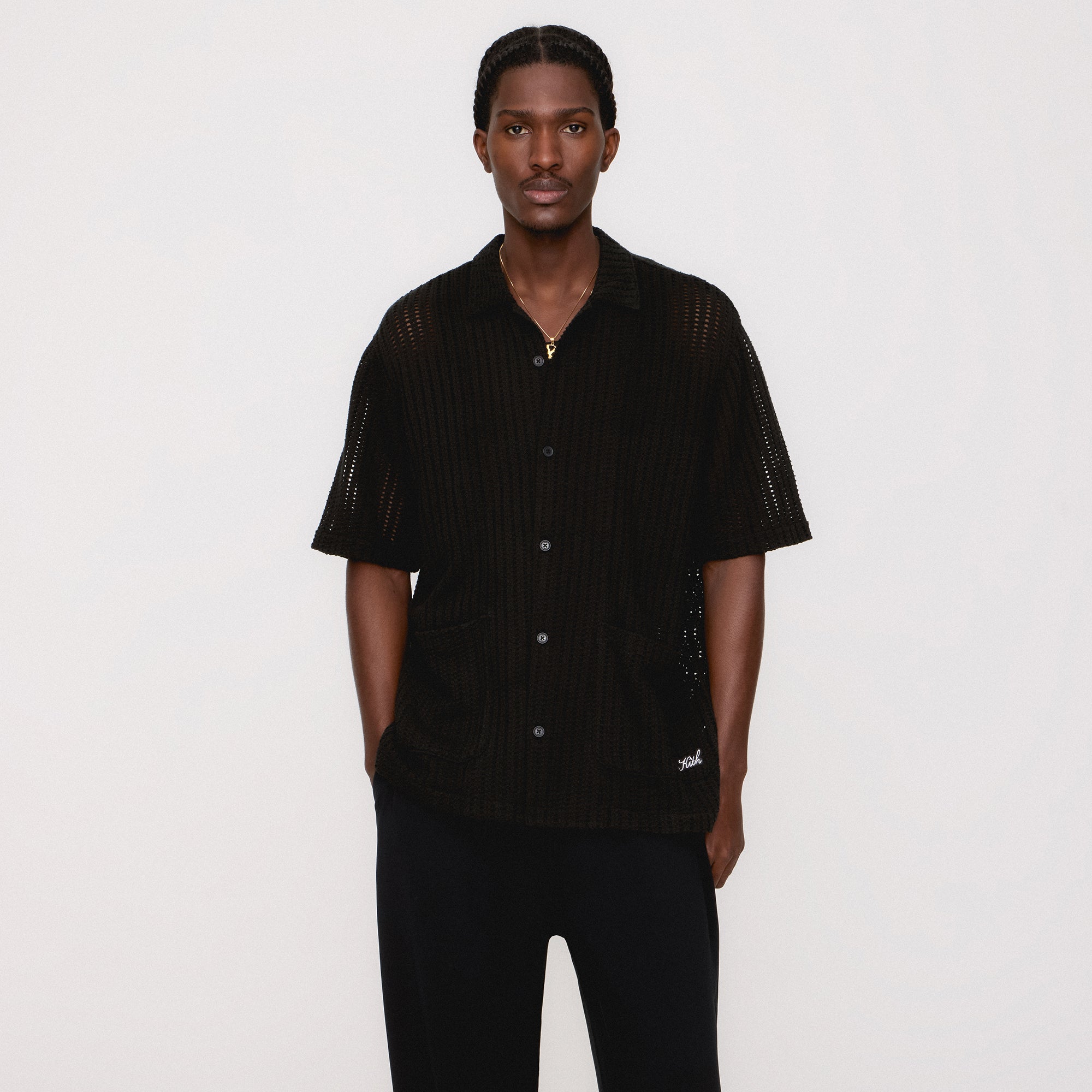 トップス KITH Thompson Camp Collar Shirts size M Kith Striped Thompson Camp Collar Shirt - Light Indigo