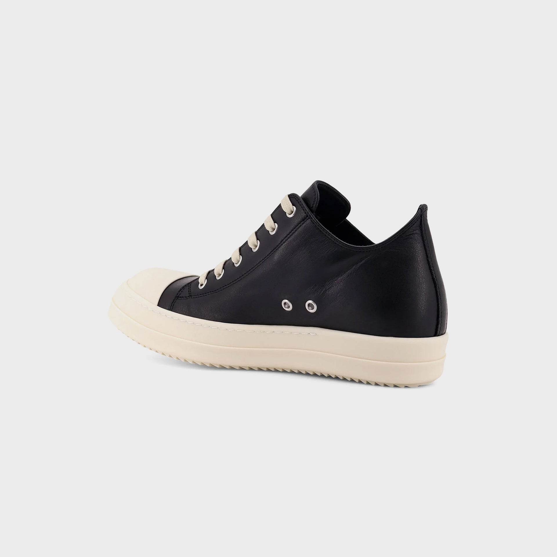 Rick Owens Scarpe In Pelle Low Sneaks - Black / Milk / Milk