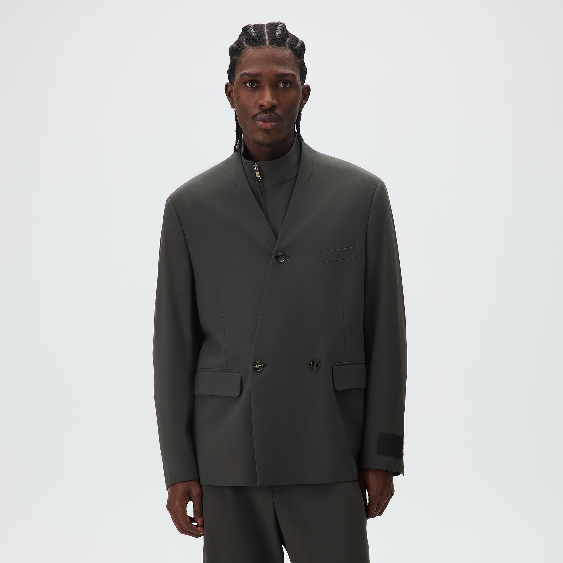 Giorgio Armani & Kith &Kin Milano Crepe Collarless Jacket - Dark Ash